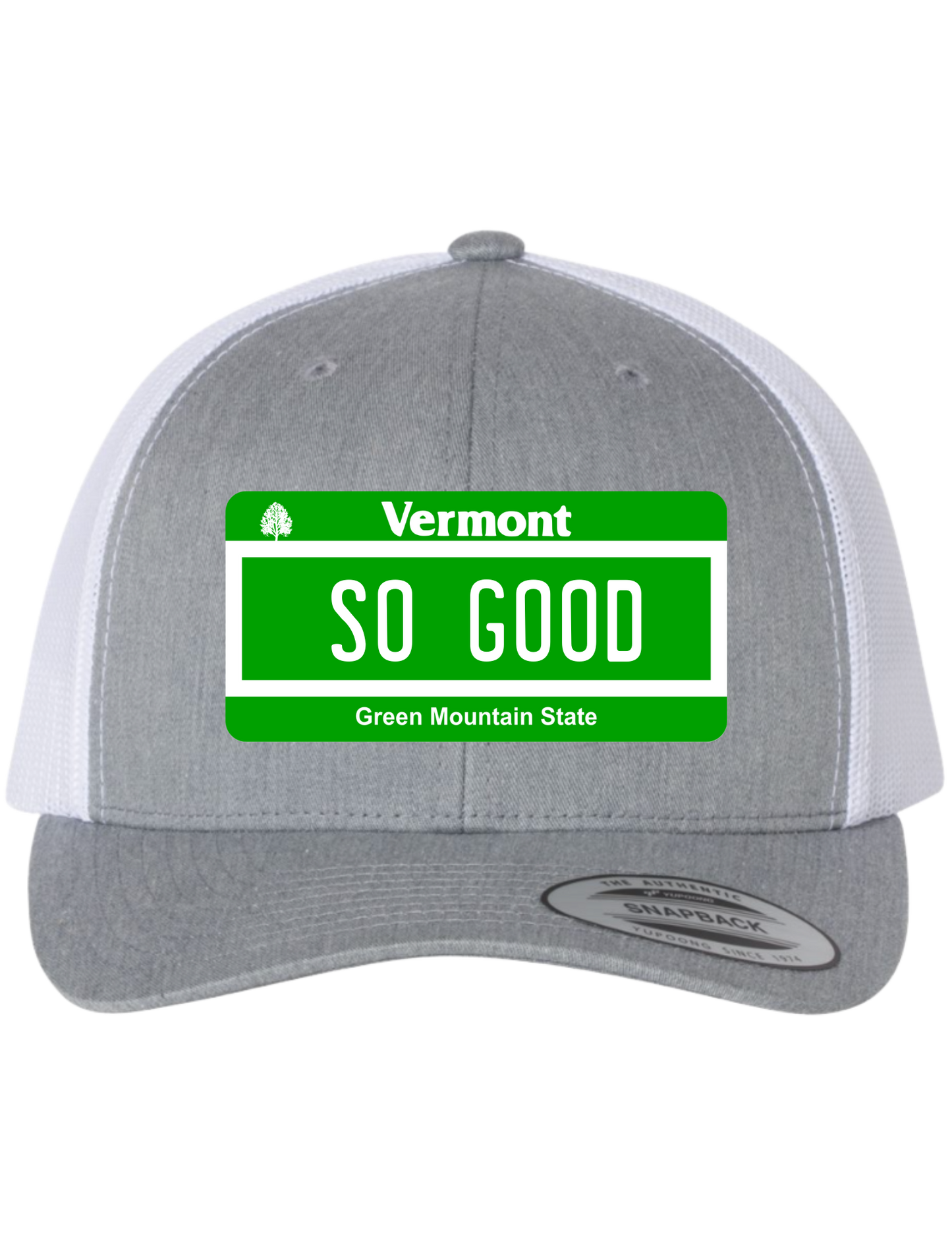 So Good Vermont License Plate Trucker Hats