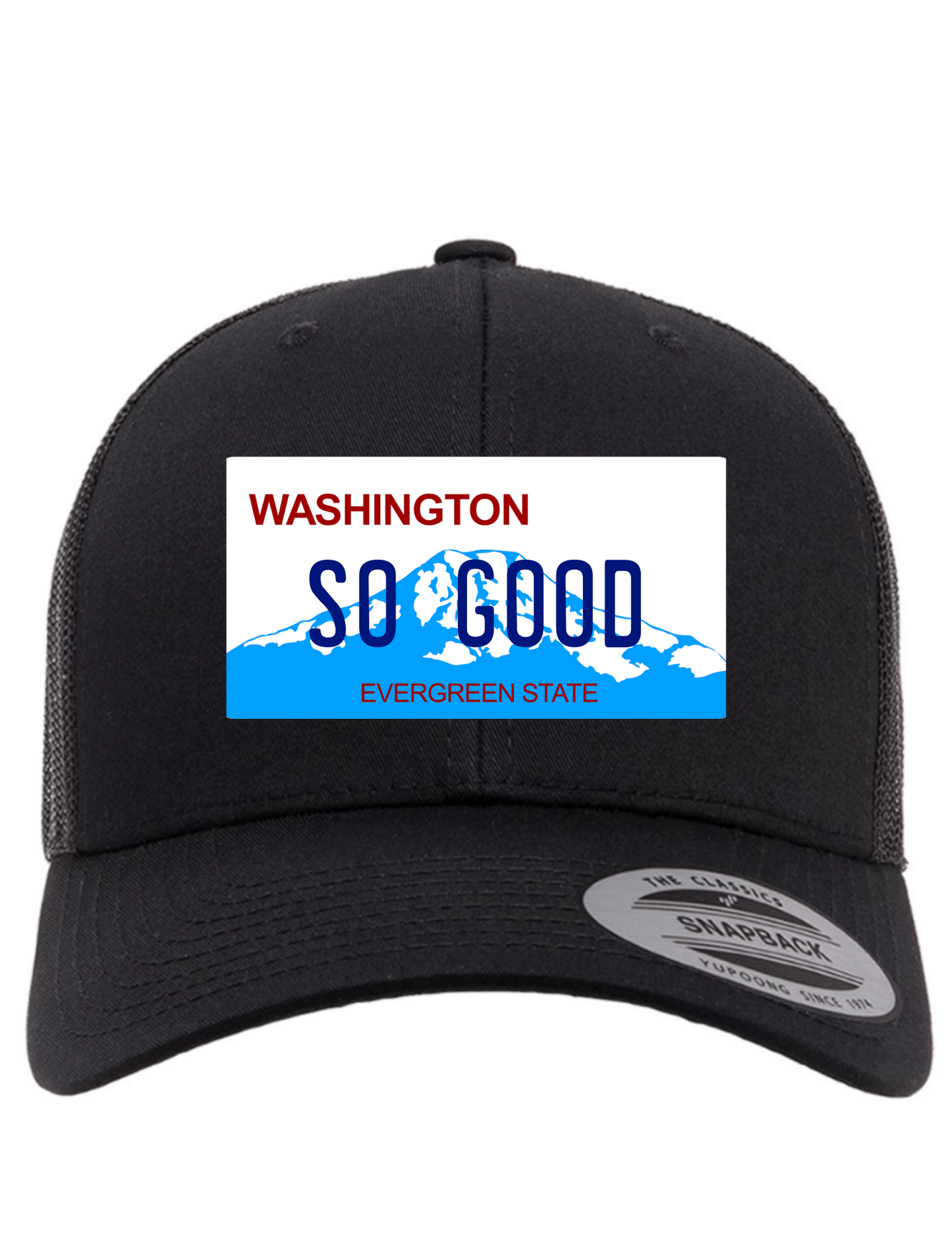 So Good Washington License Plate Trucker Hats