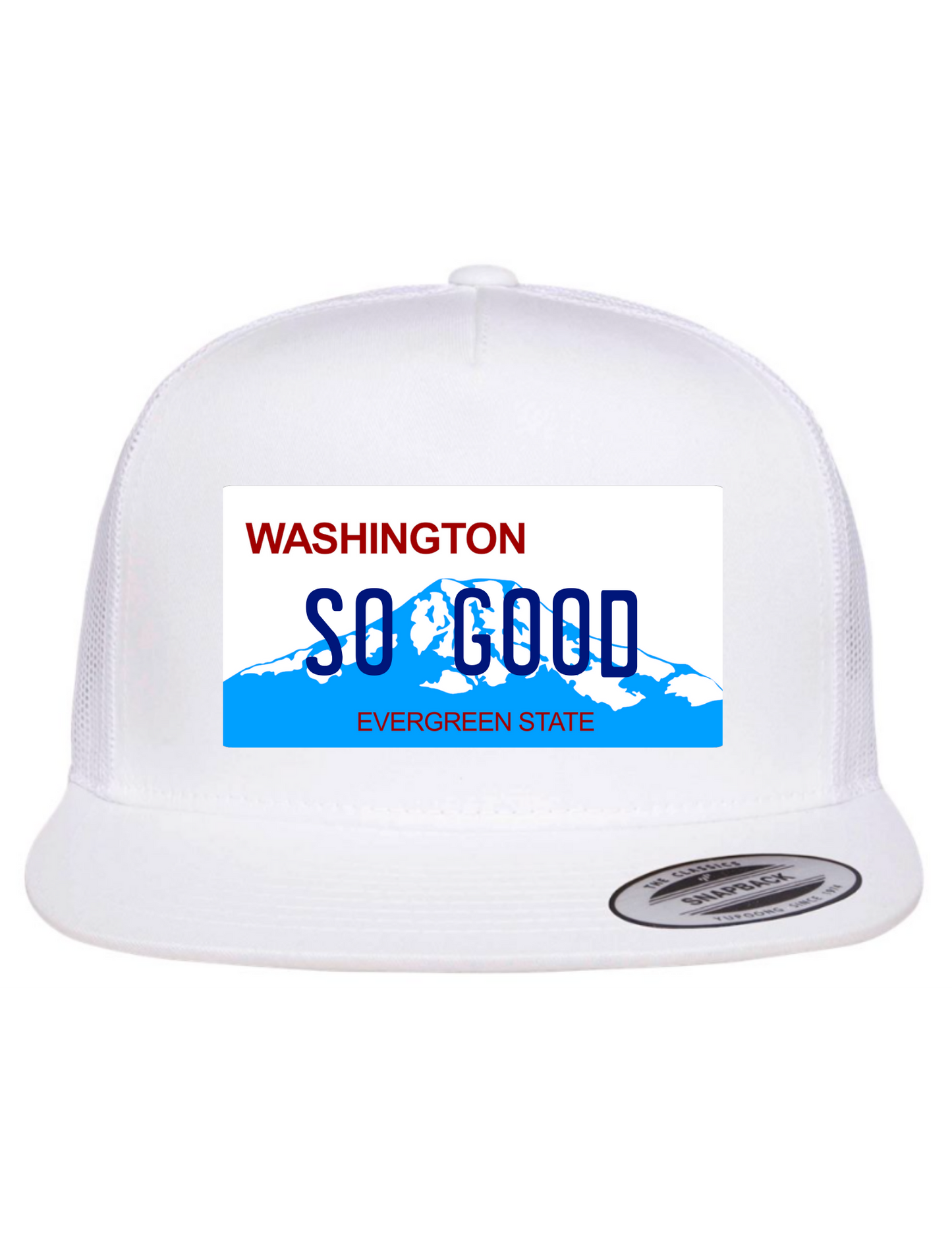 So Good Washington License Plate Trucker Hats