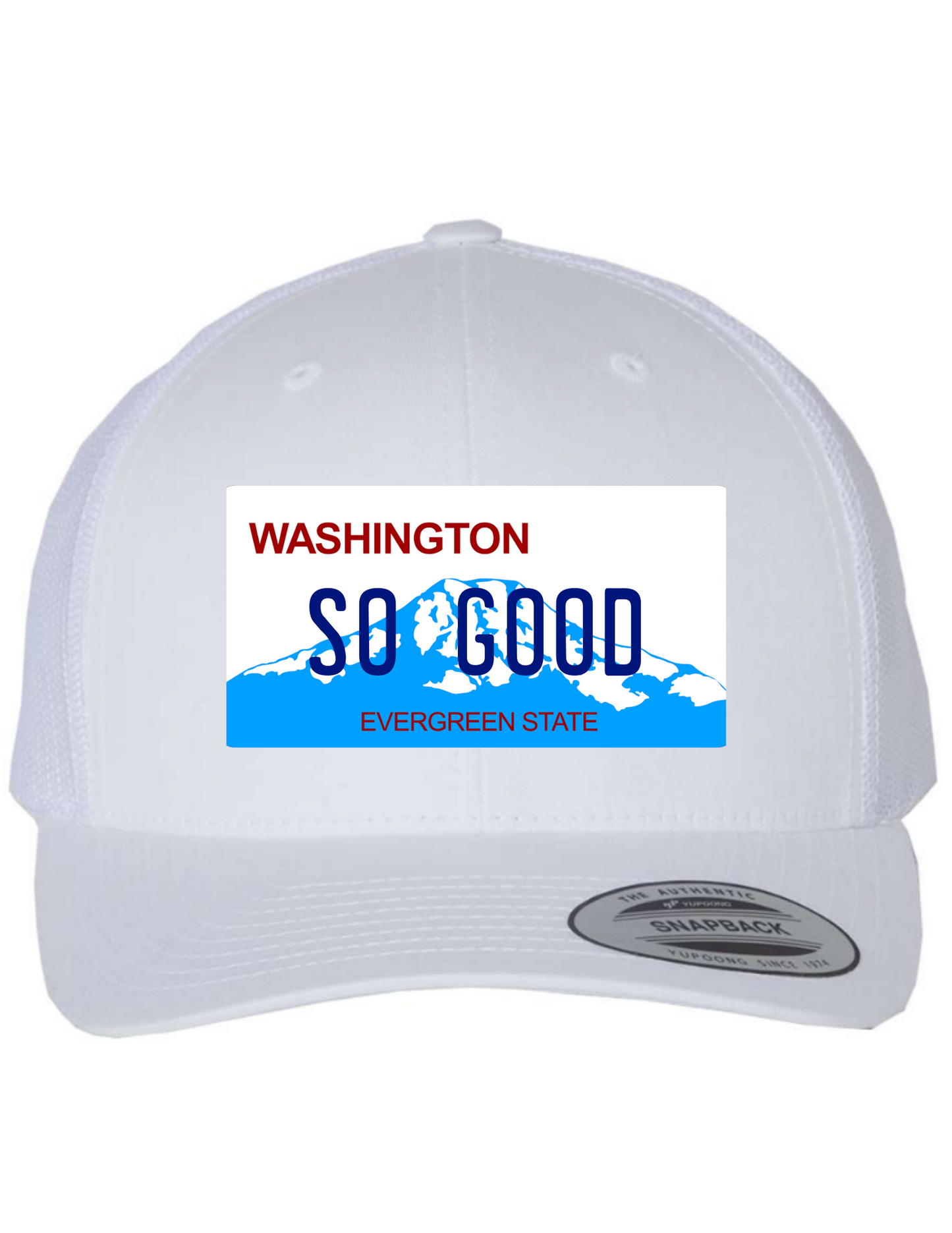 So Good Washington License Plate Trucker Hats