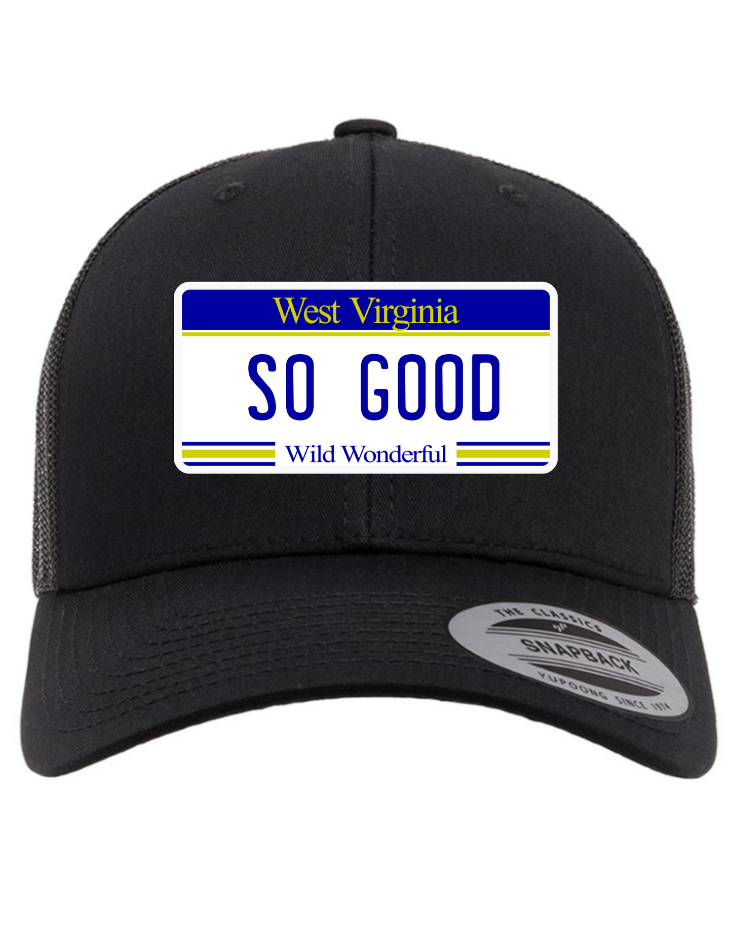 So Good West Virginia License Plate Trucker Hats