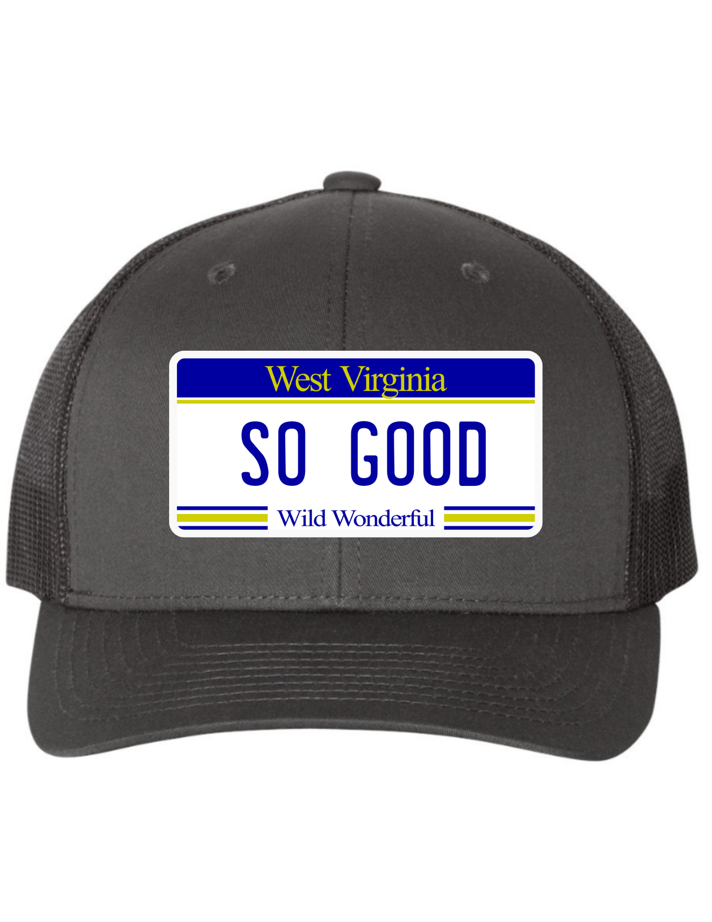 So Good West Virginia License Plate Trucker Hats