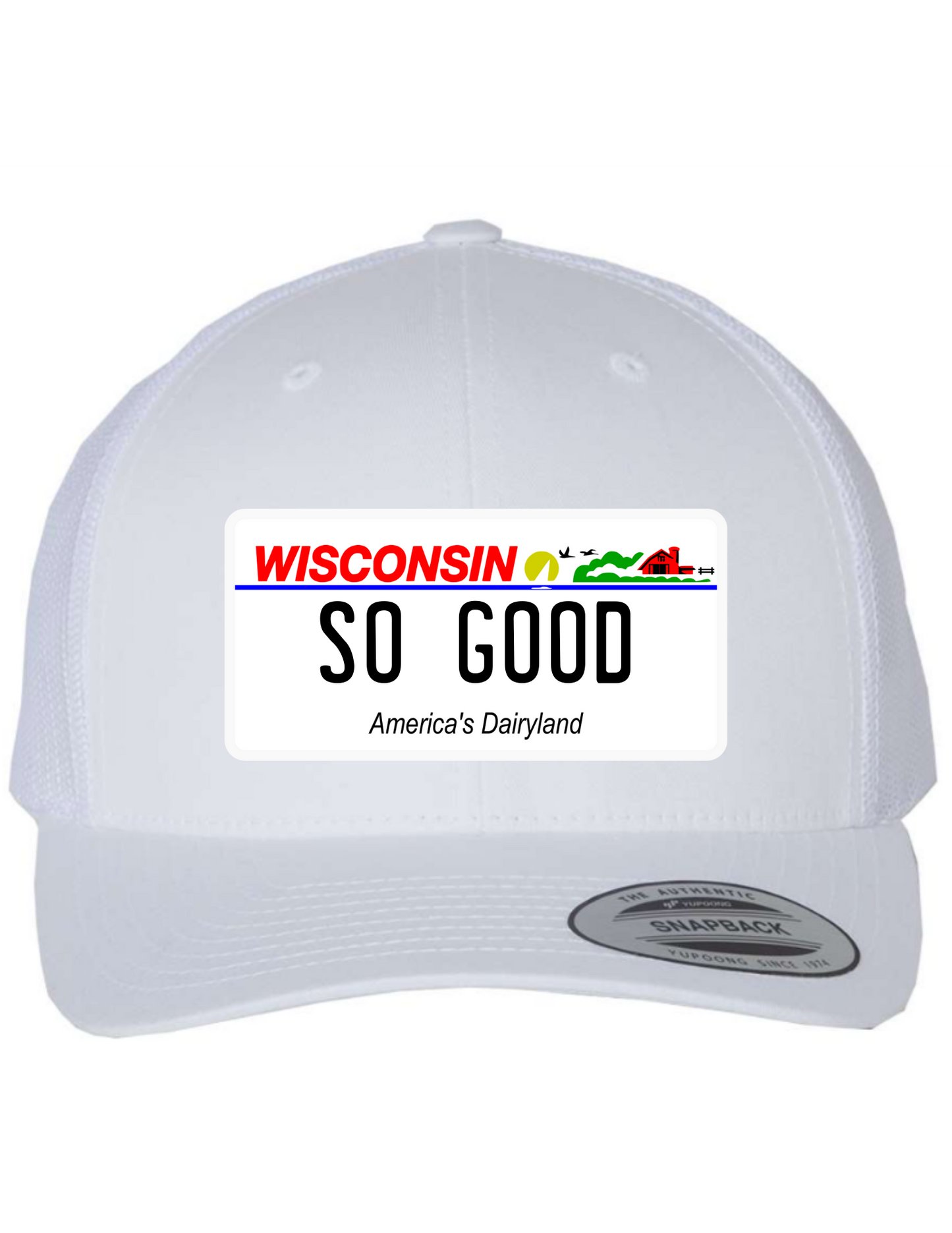 So Good Wisconsin License Plate Trucker Hats