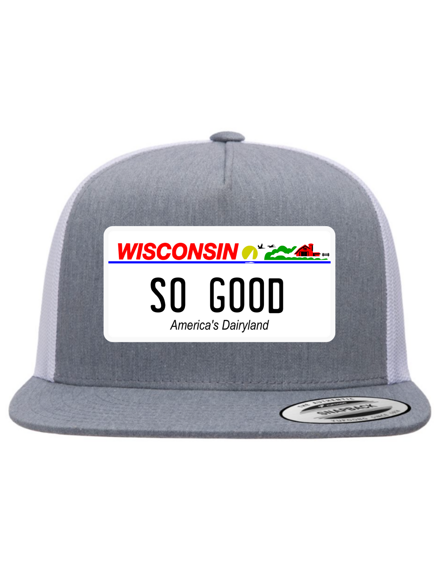 So Good Wisconsin License Plate Trucker Hats