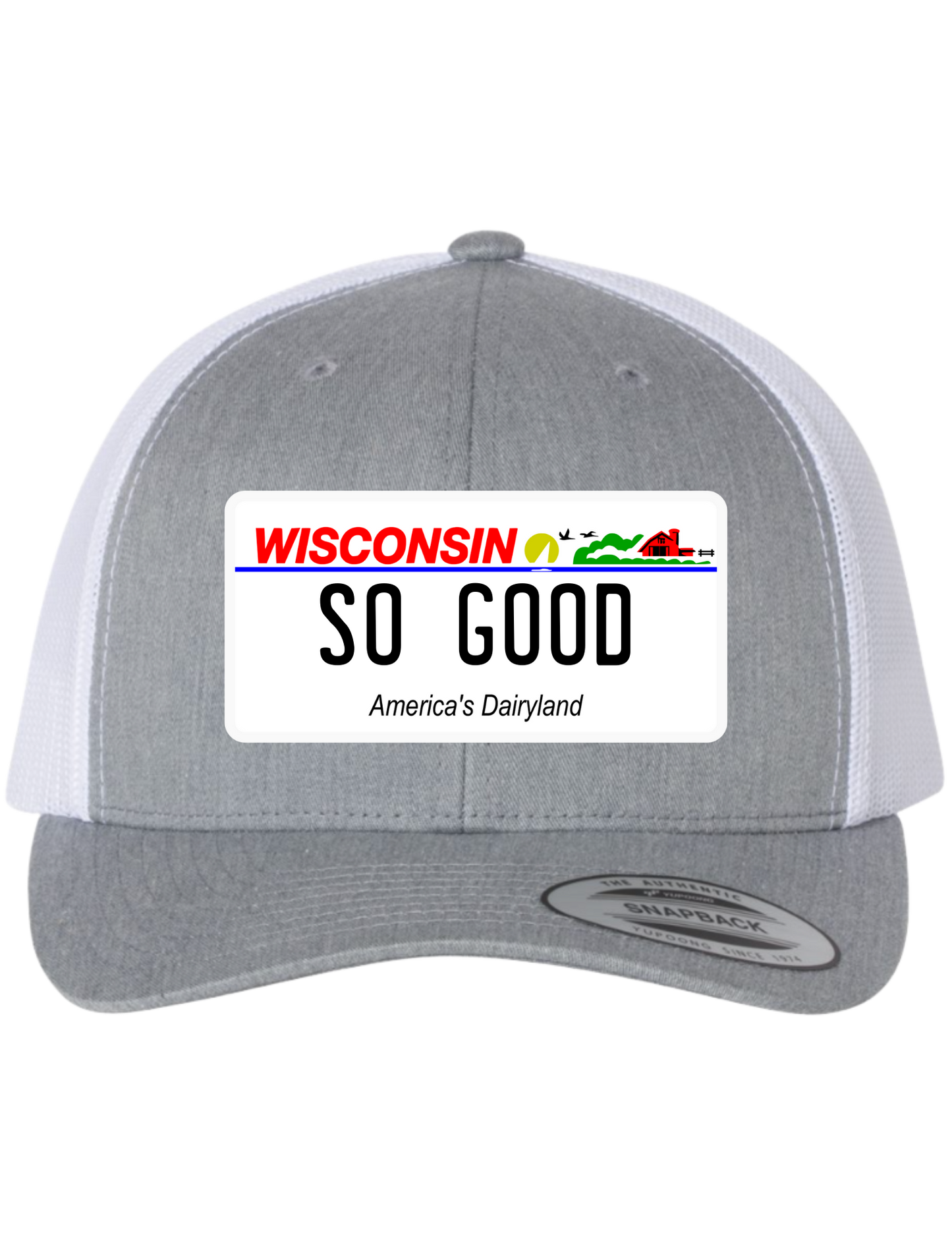 So Good Wisconsin License Plate Trucker Hats