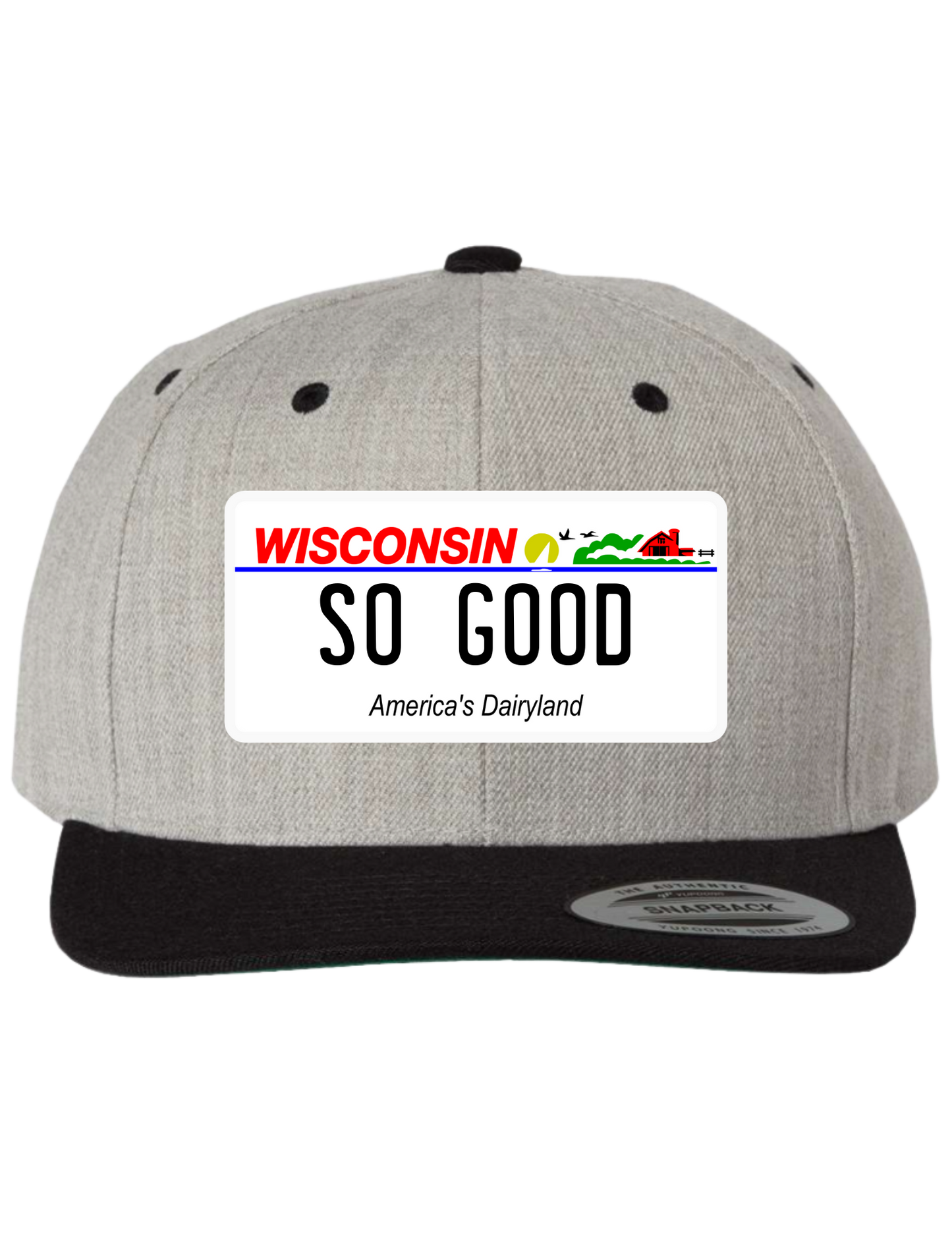 So Good Wisconsin Premium License Plate Trucker Hats