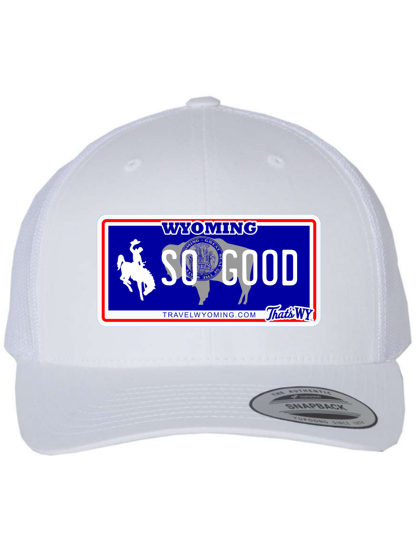So Good Wyoming License Plate Trucker Hats