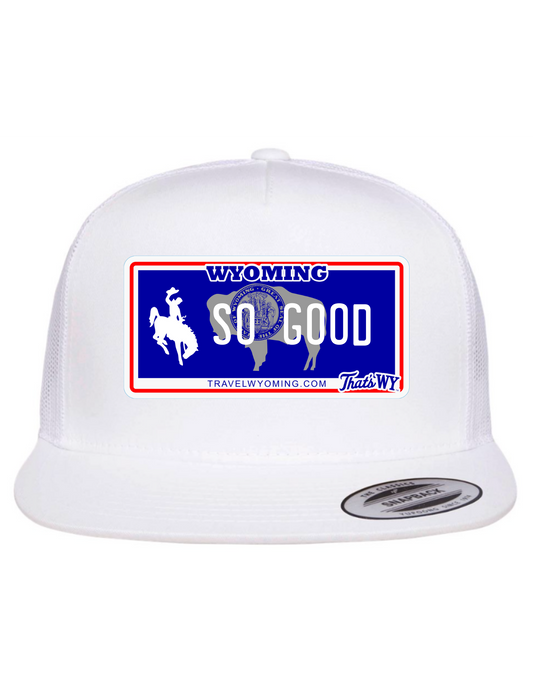 So Good Wyoming License Plate Trucker Hats