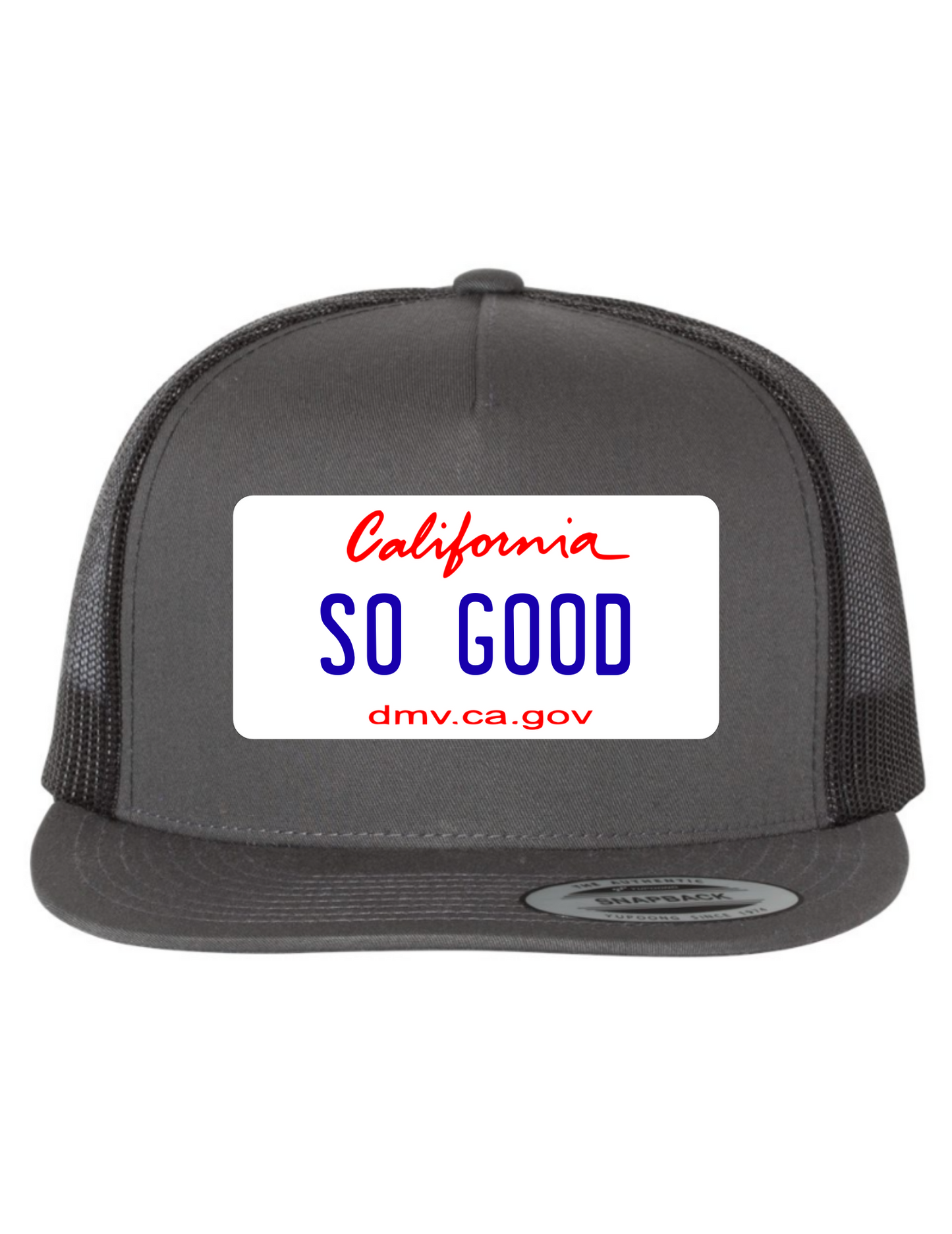 So Good California License Plate Trucker Hats