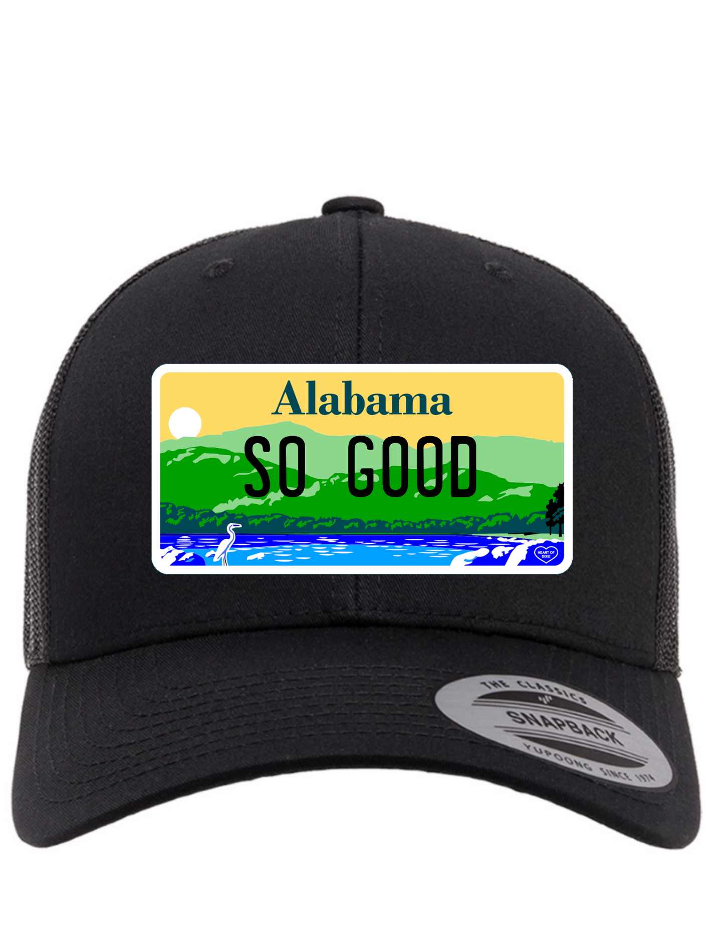So Good Alabama License Plate Trucker Hats