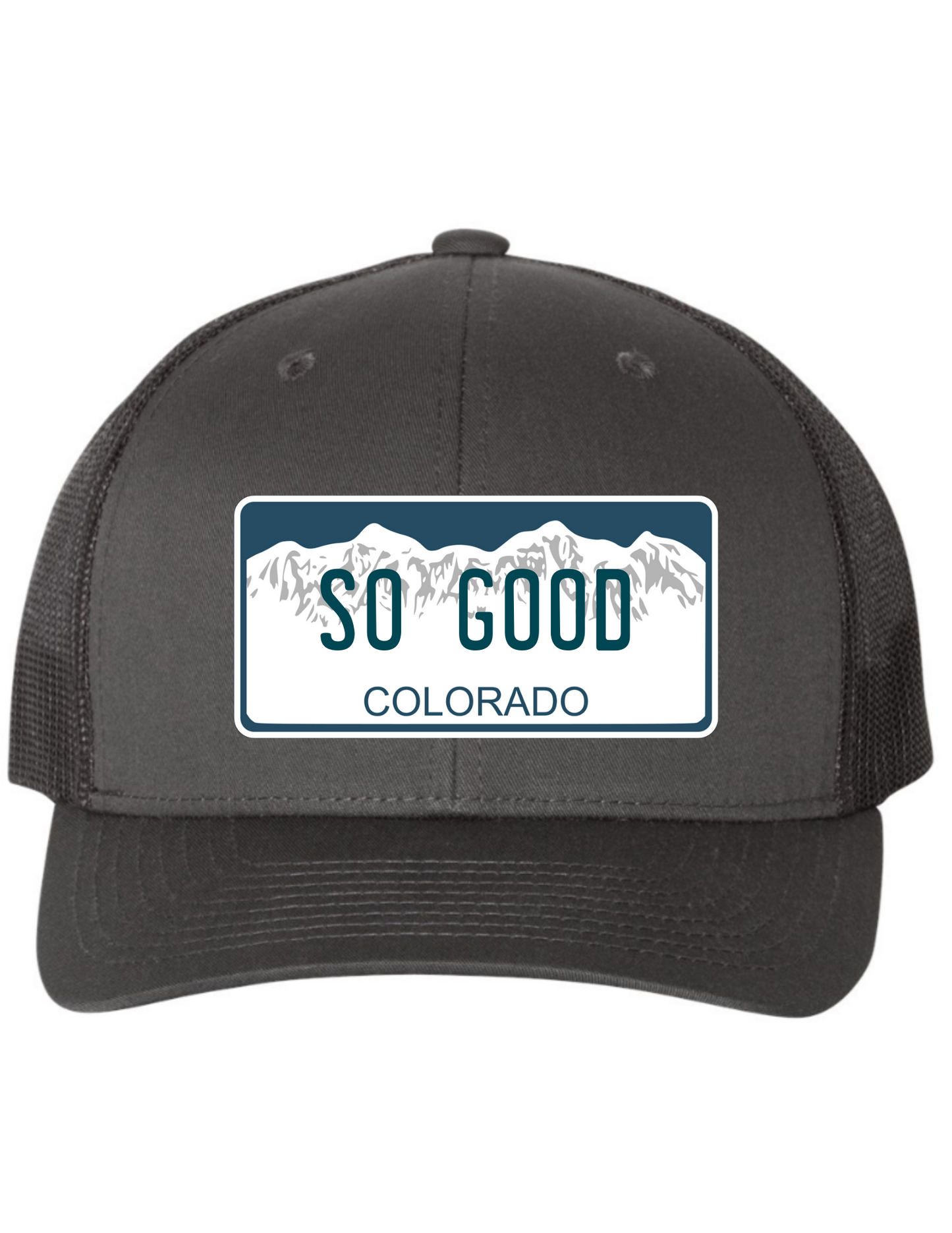 So Good Colorado License Plate Trucker Hats