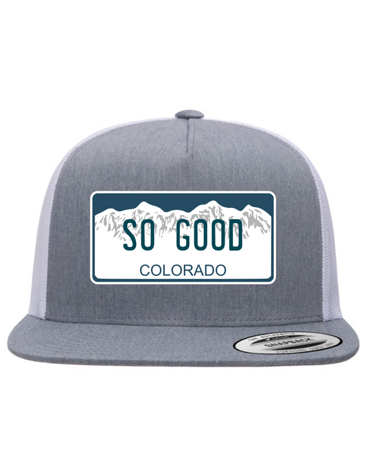 So Good Colorado License Plate Trucker Hats