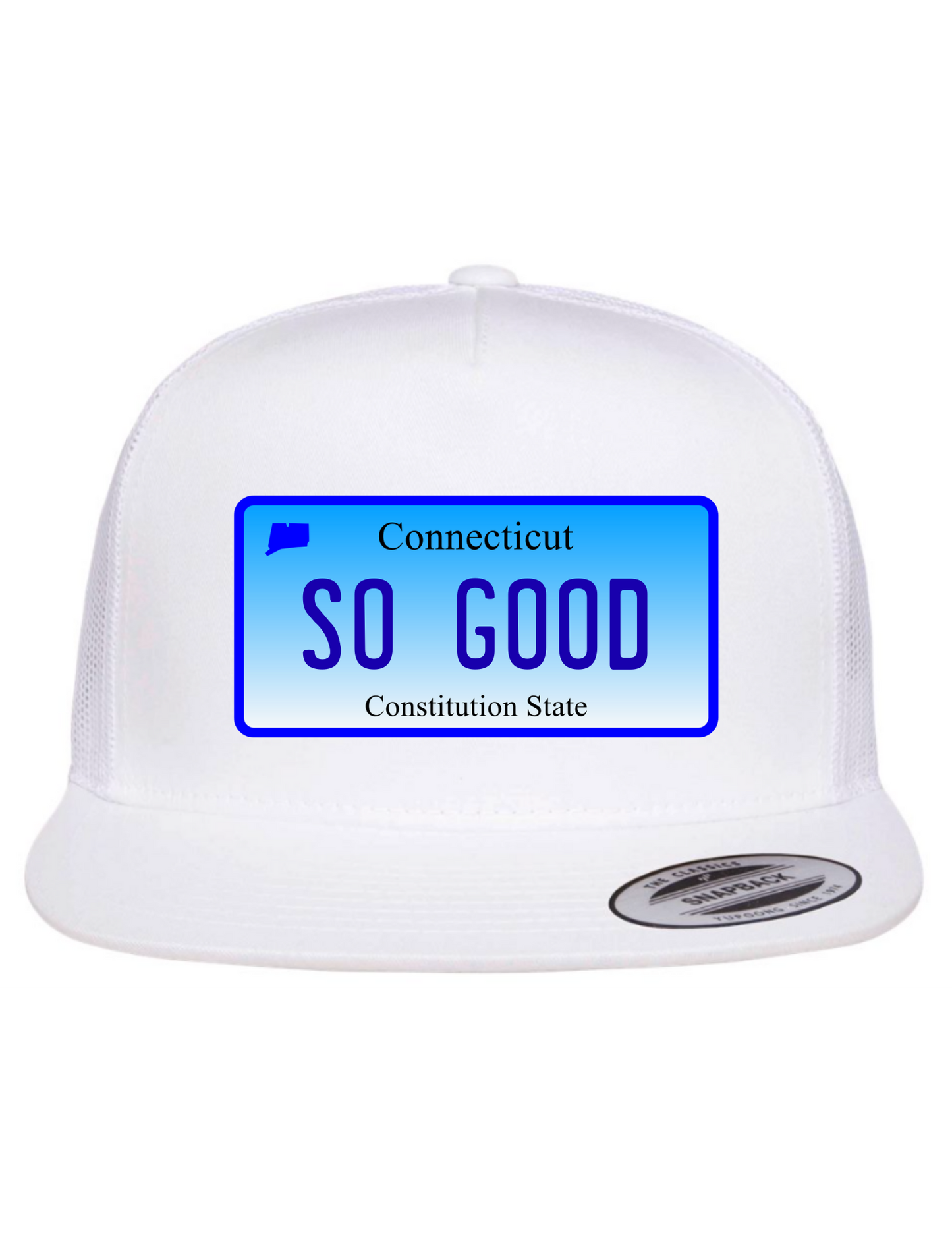 So Good Connecticut License Plate Trucker Hats