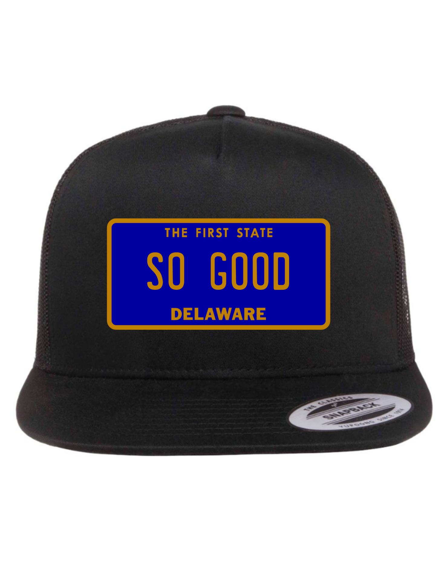 So Good Delaware License Plate Trucker Hats