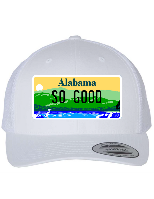 So Good Alabama License Plate Trucker Hats