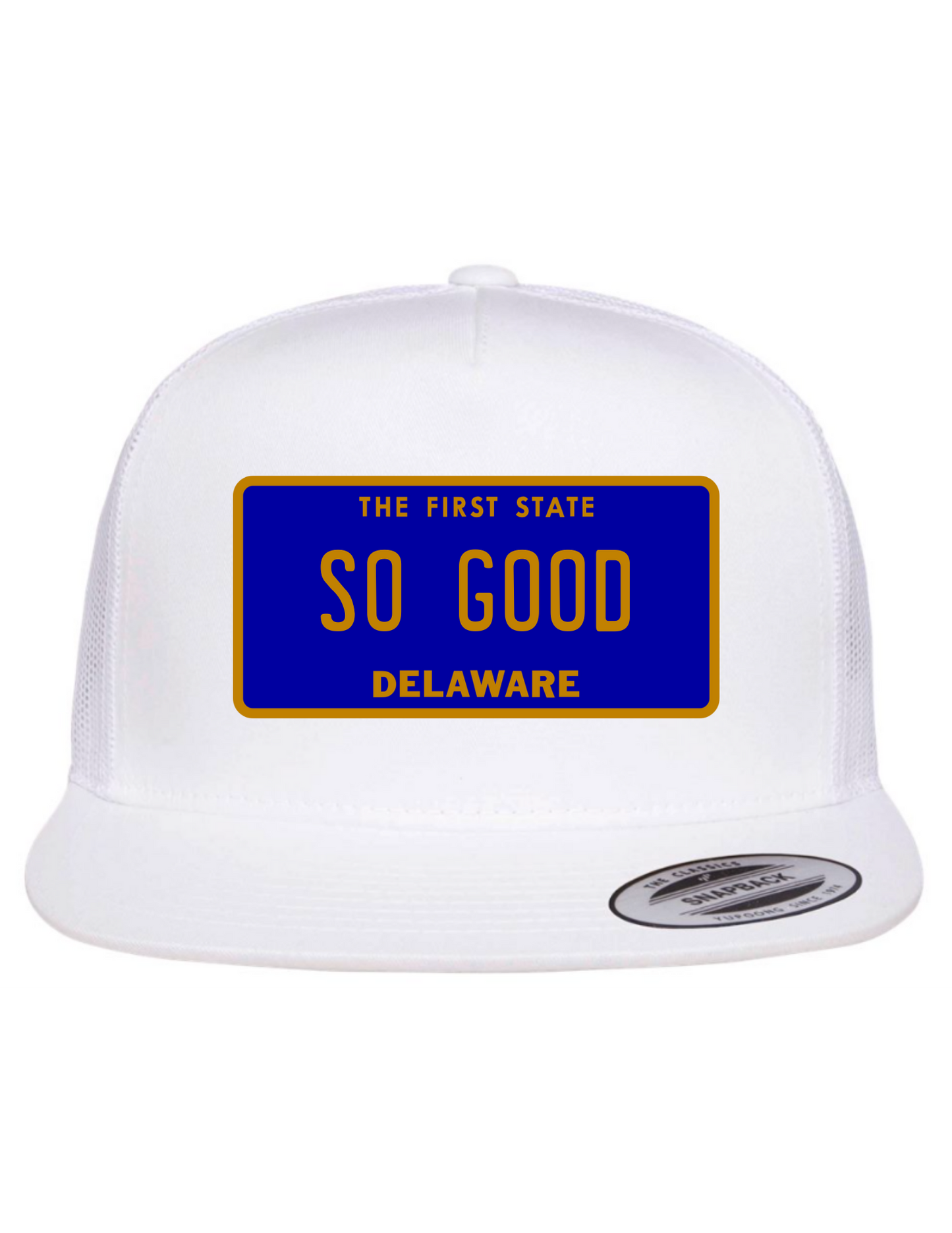 So Good Delaware License Plate Trucker Hats