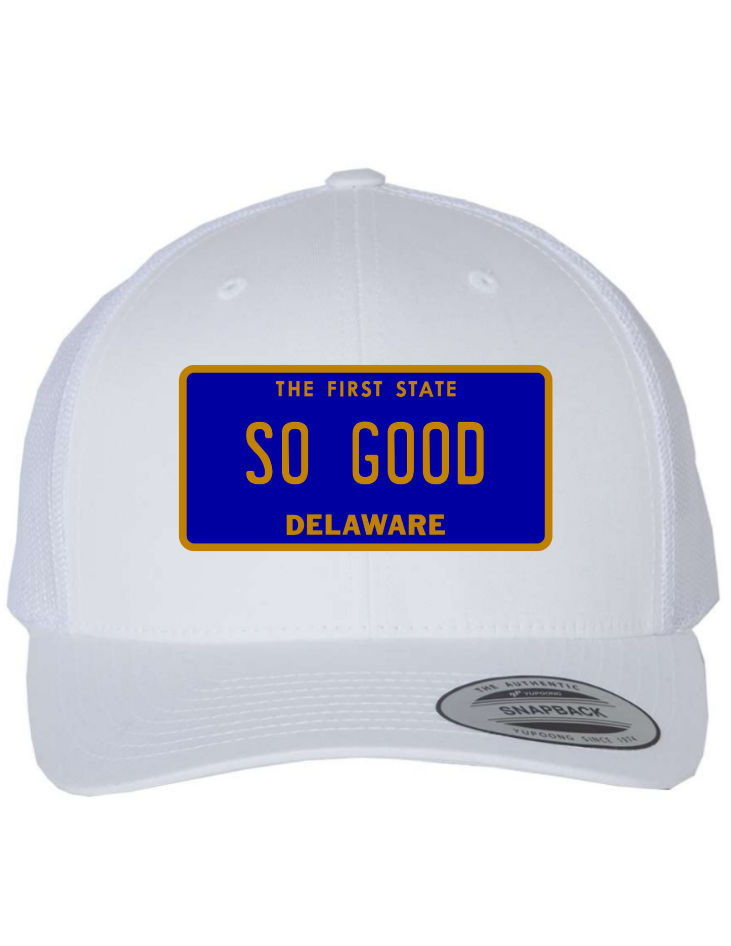 So Good Delaware License Plate Trucker Hats