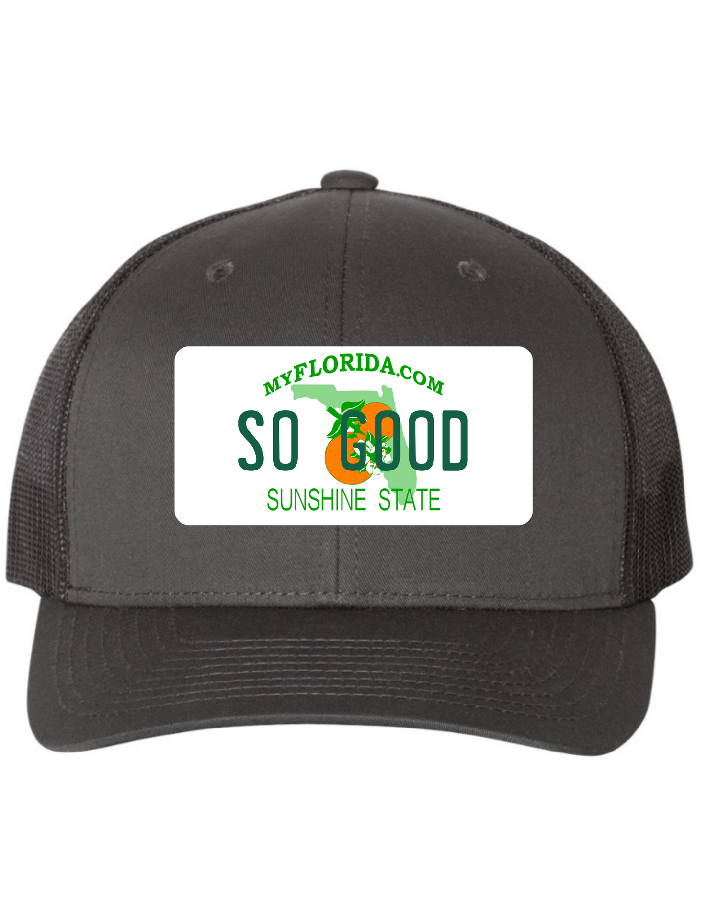 So Good Florida License Plate Trucker Hats