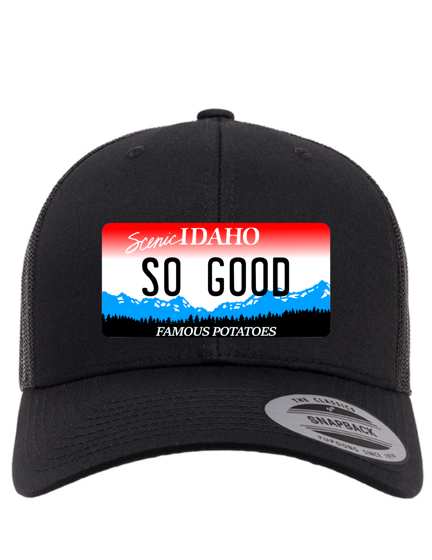 So Good Idaho License Plate Trucker Hats