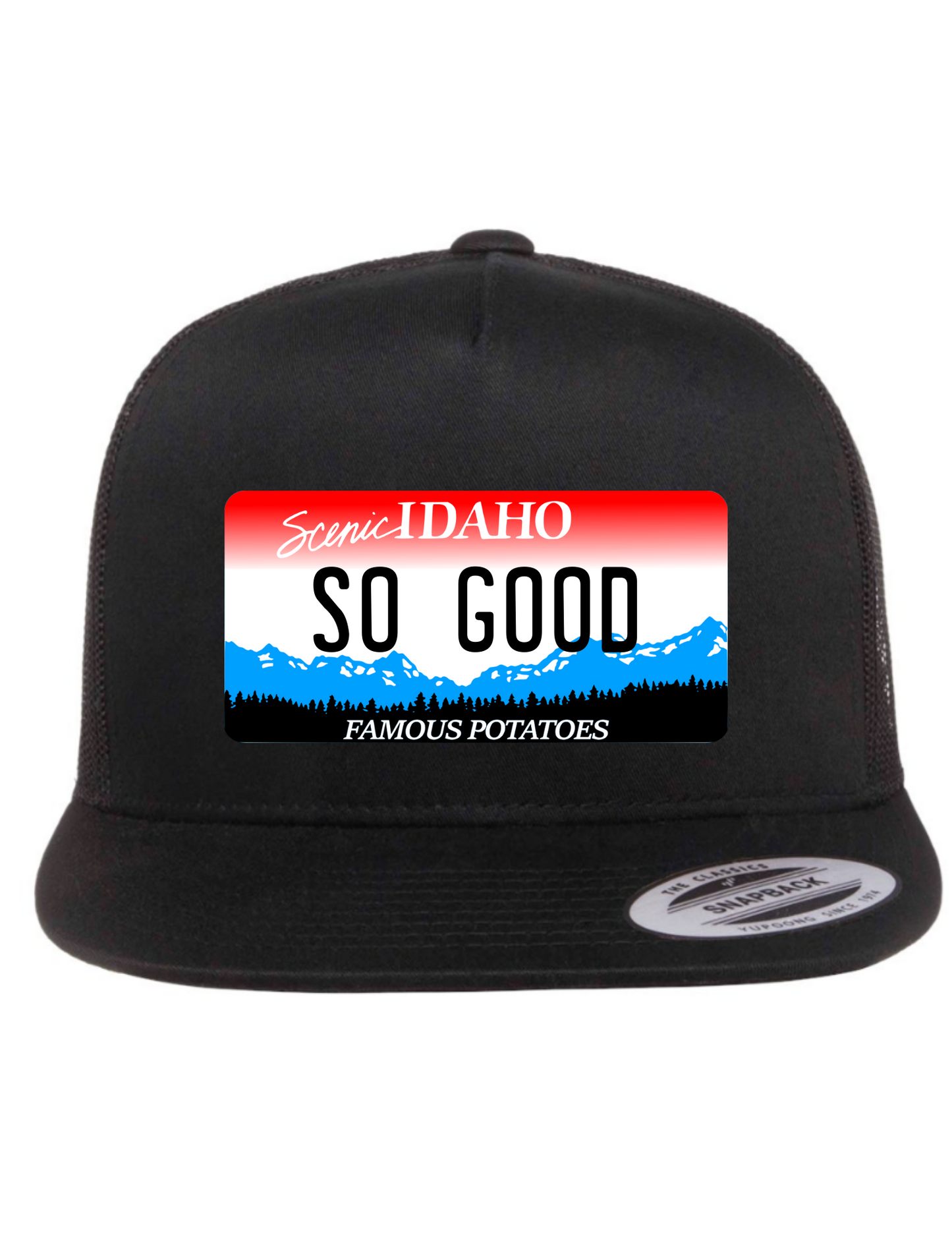 So Good Idaho License Plate Trucker Hats