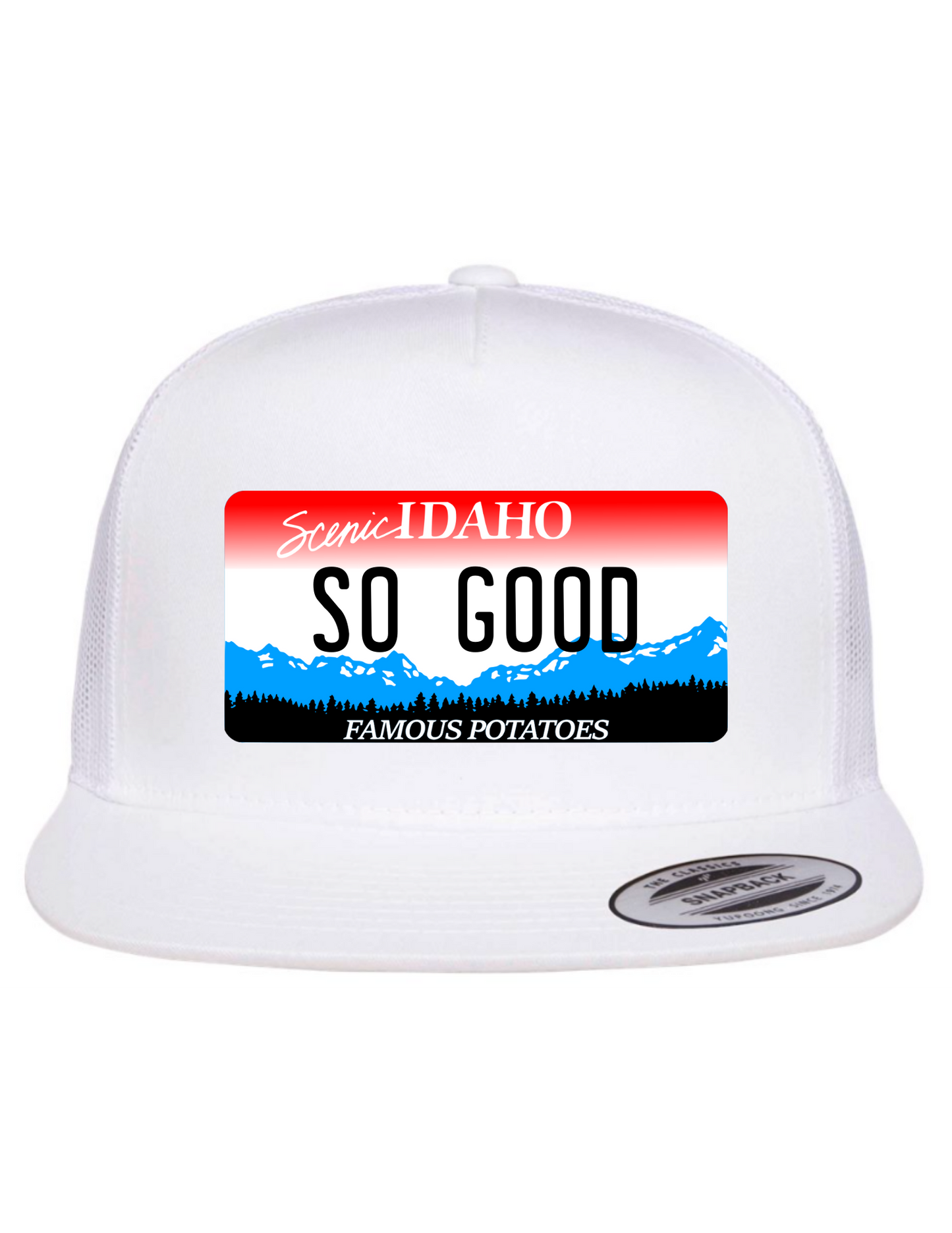 So Good Idaho License Plate Trucker Hats