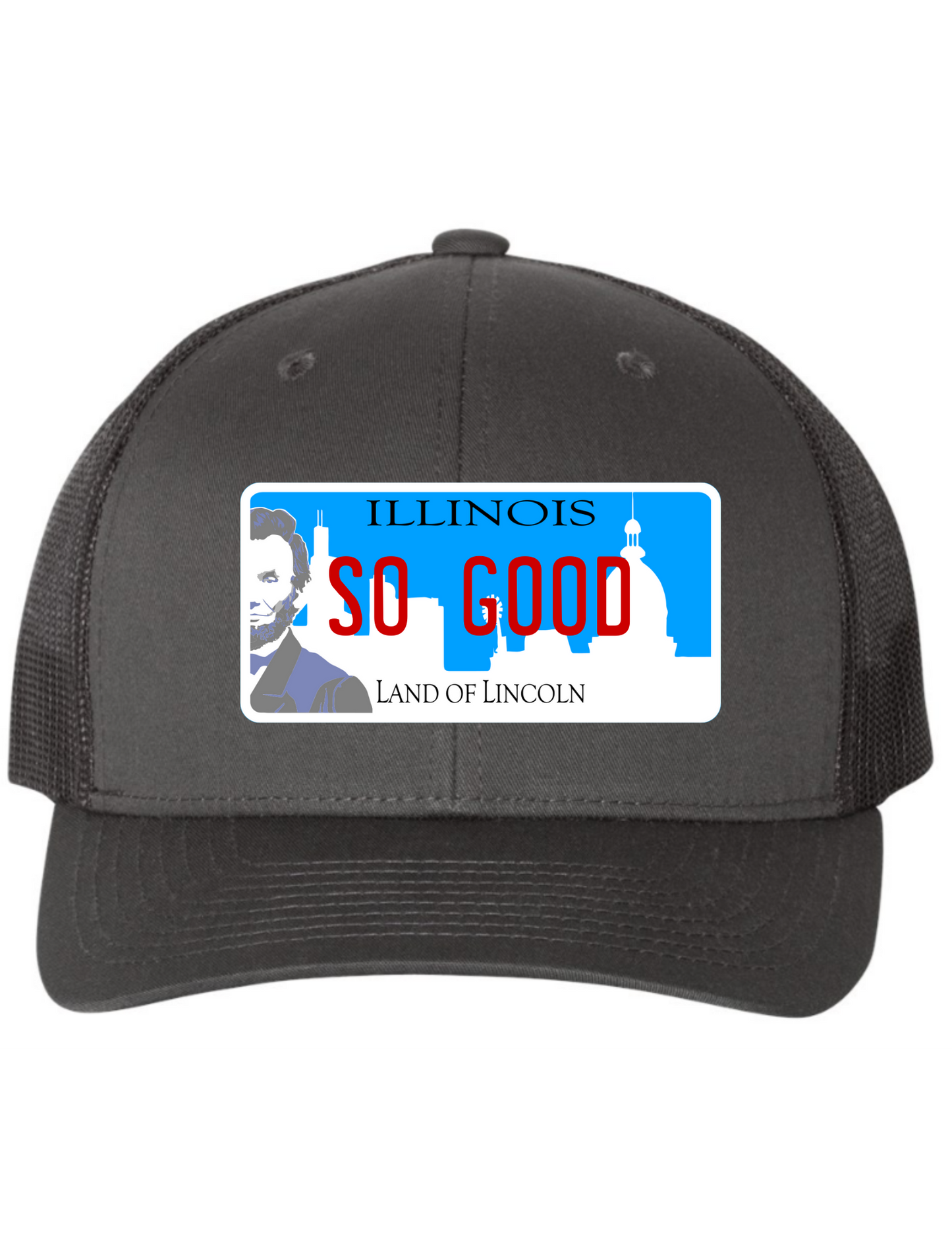 So Good Illinois License Plate Trucker Hats