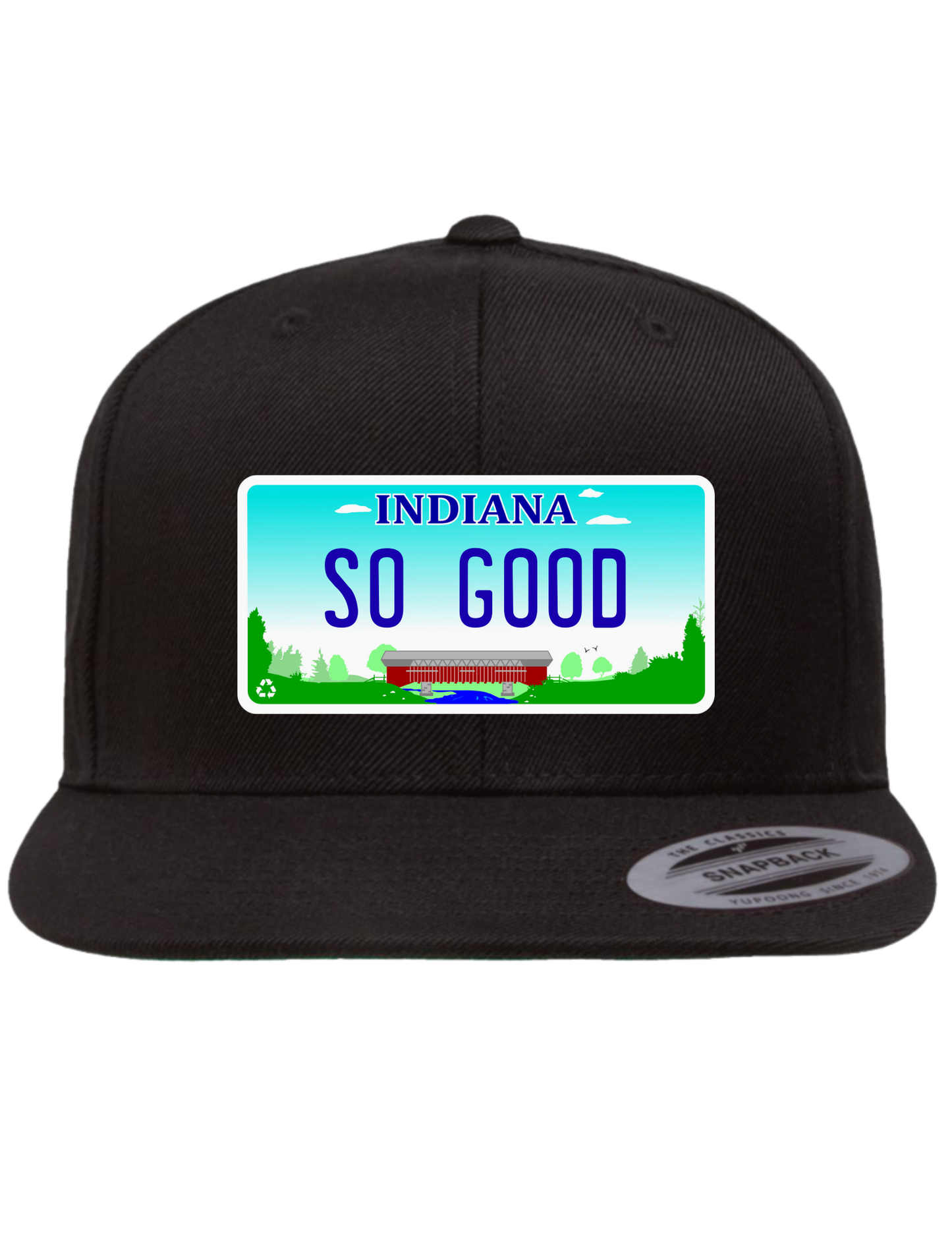 So Good Indiana Premium License Plate Trucker Hats
