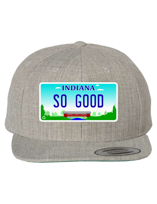 So Good Indiana Premium License Plate Trucker Hats