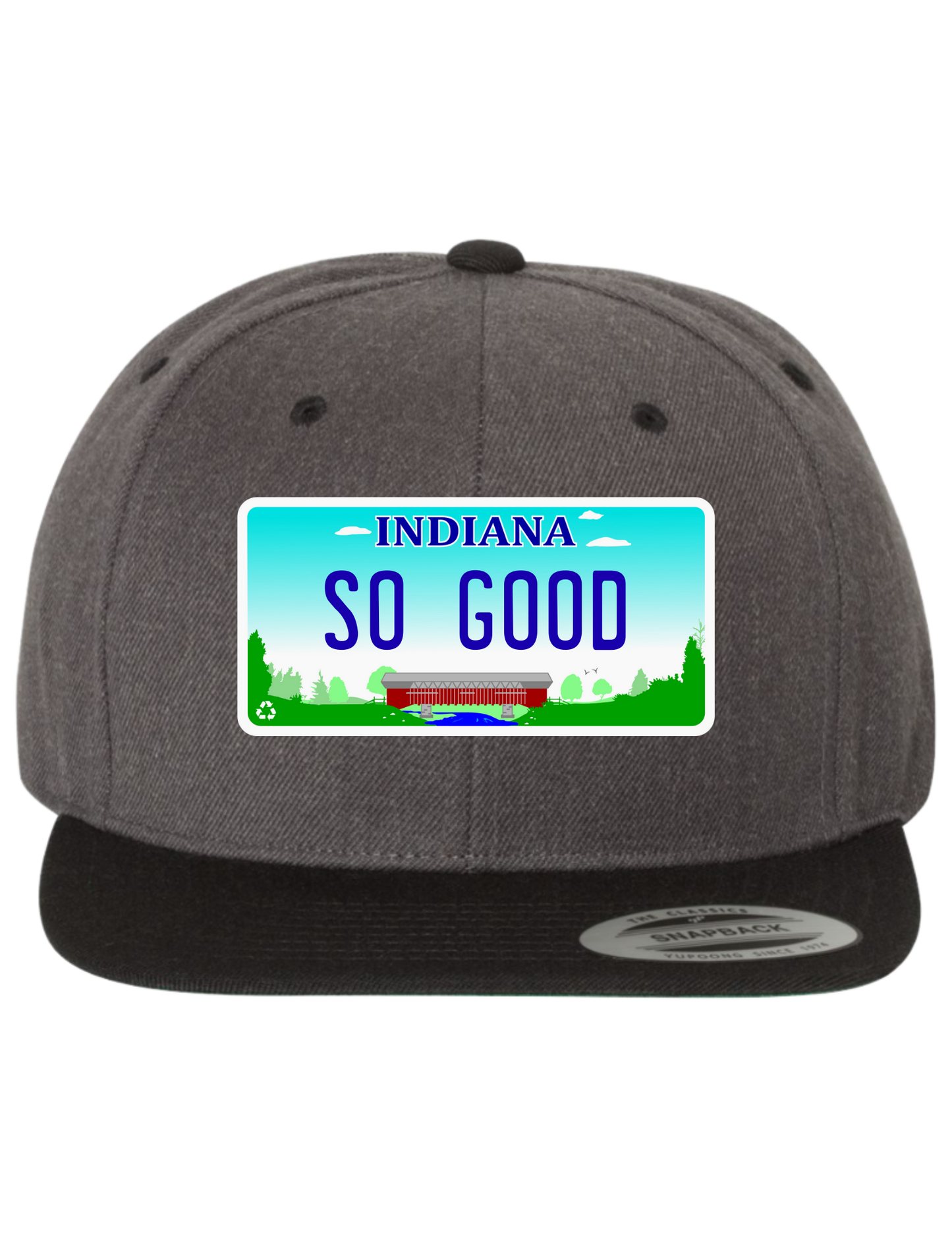 So Good Indiana Premium License Plate Trucker Hats
