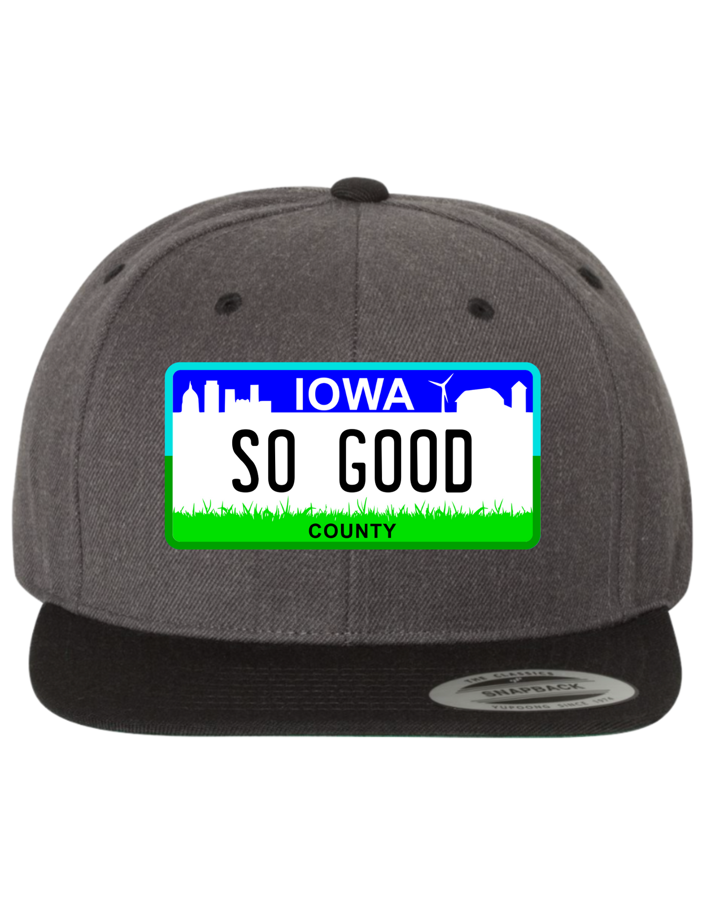 So Good Iowa Premium License Plate Trucker Hats