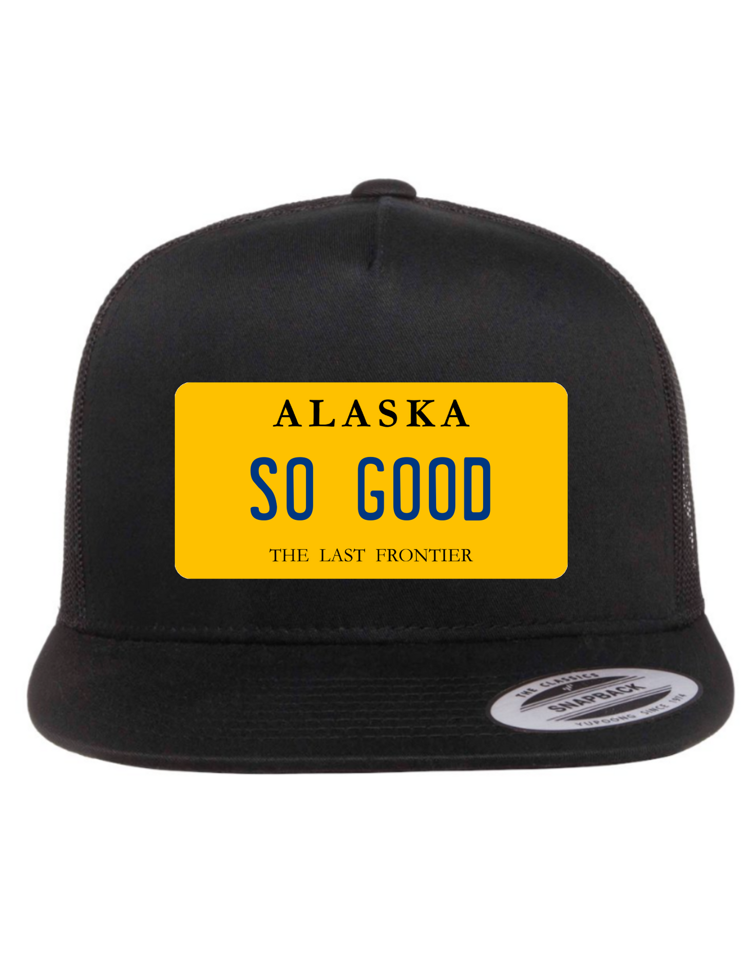 So Good Alaska License Plate Trucker Hats
