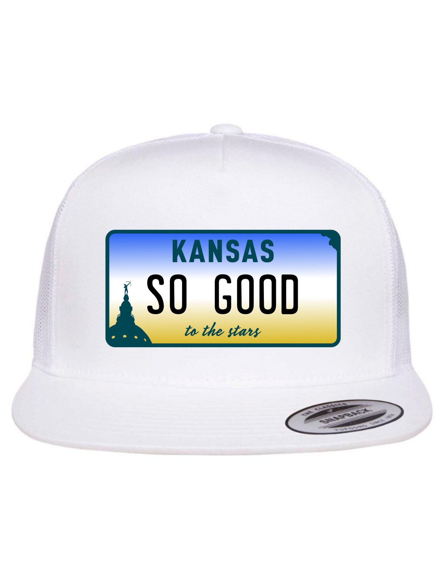 So Good Kansas License Plate Trucker Hats