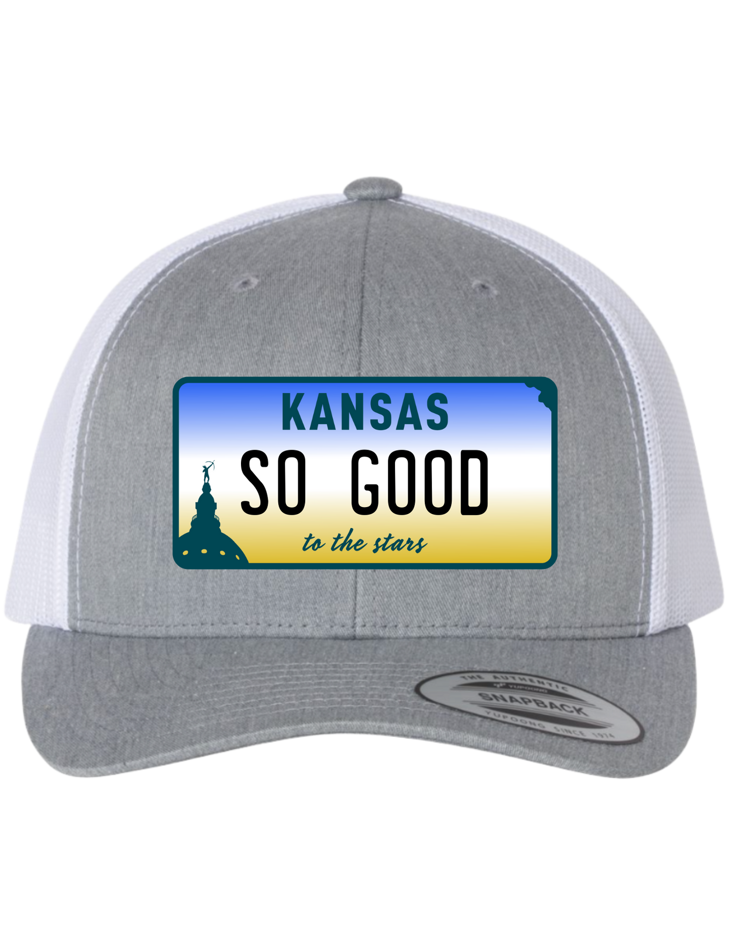 So Good Kansas License Plate Trucker Hats