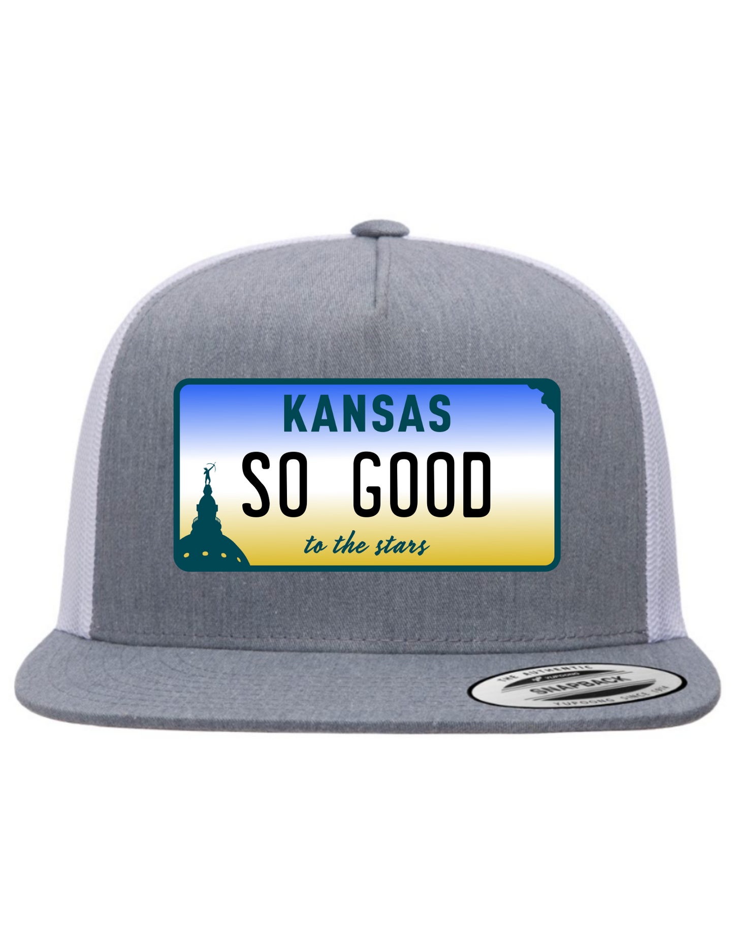 So Good Kansas License Plate Trucker Hats