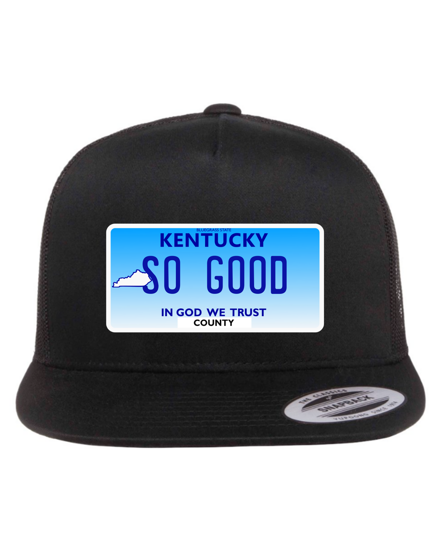 So Good Kentucky License Plate Trucker Hats