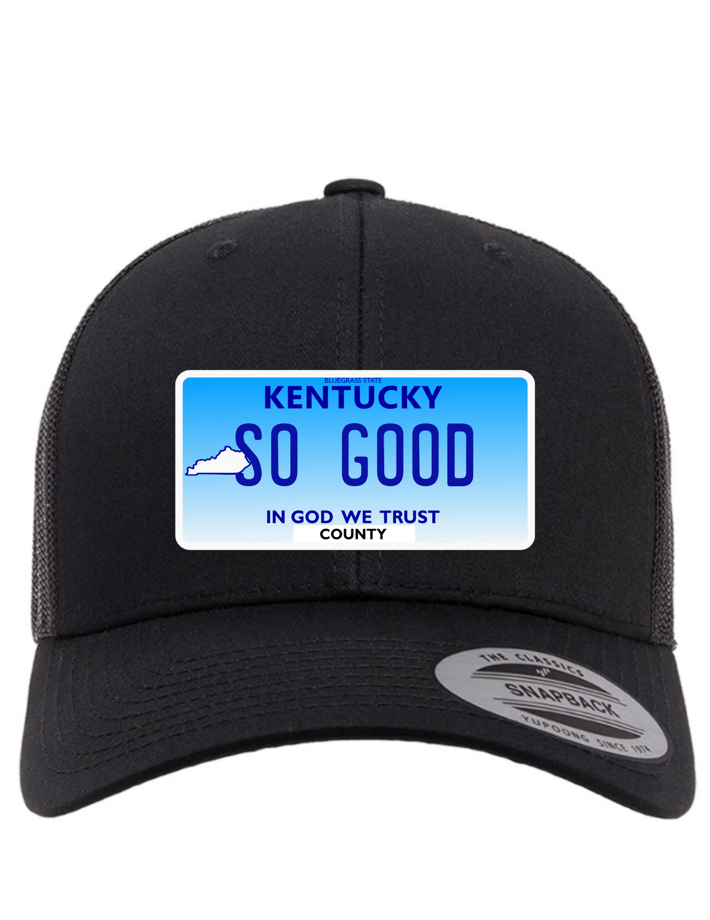 So Good Kentucky License Plate Trucker Hats