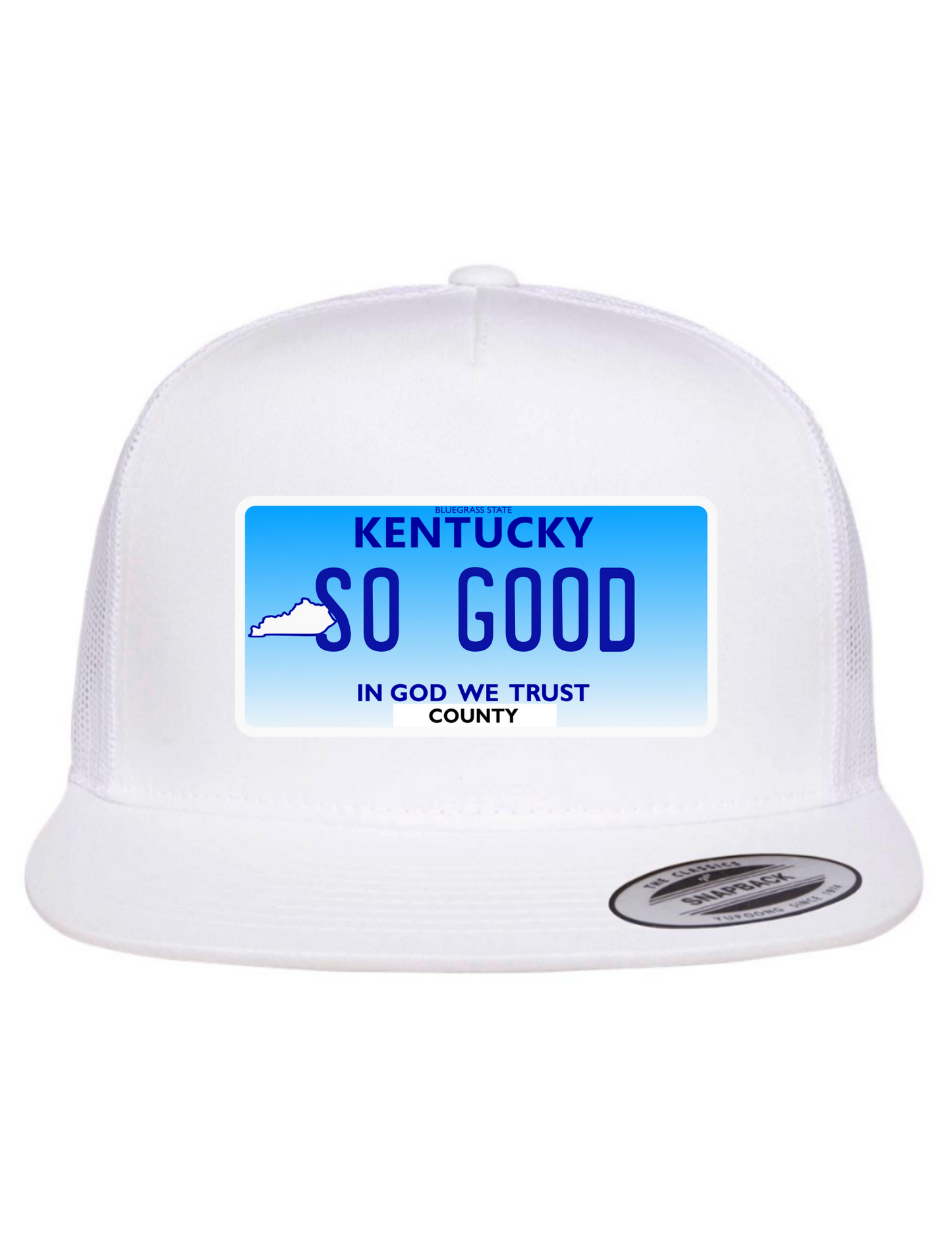 So Good Kentucky License Plate Trucker Hats