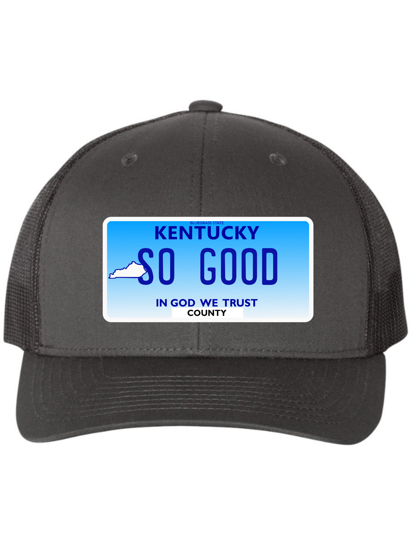 So Good Kentucky License Plate Trucker Hats
