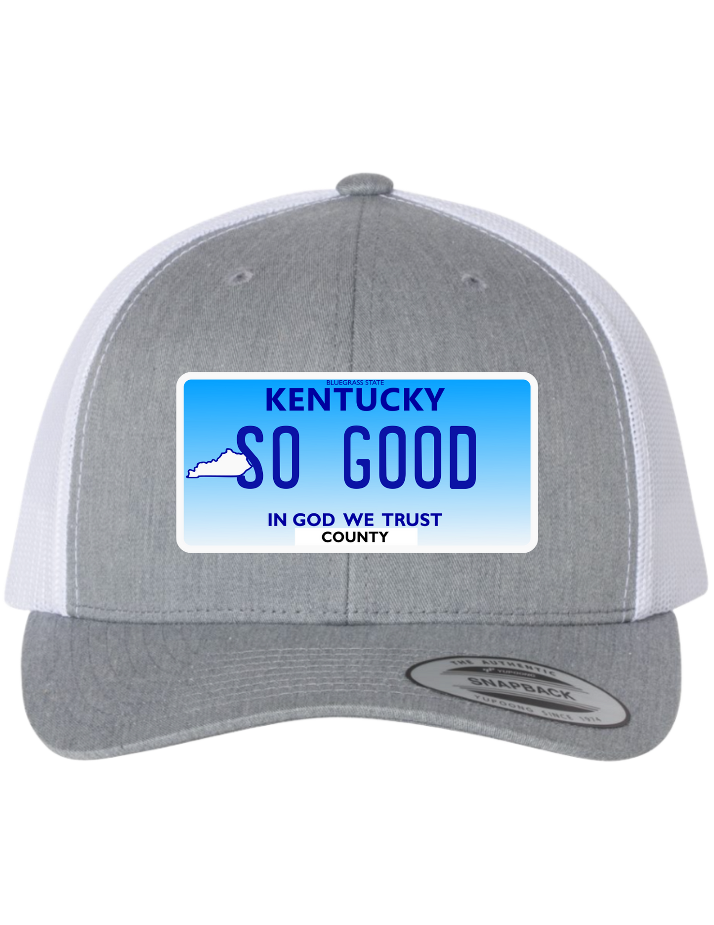 So Good Kentucky License Plate Trucker Hats