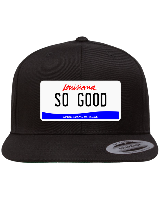 So Good Louisiana Premium License Plate Trucker Hats