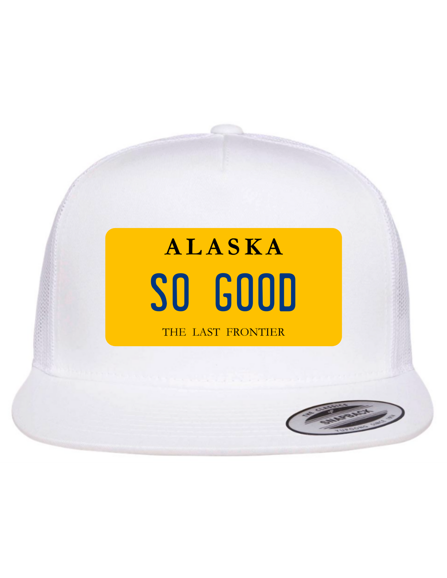 So Good Alaska License Plate Trucker Hats