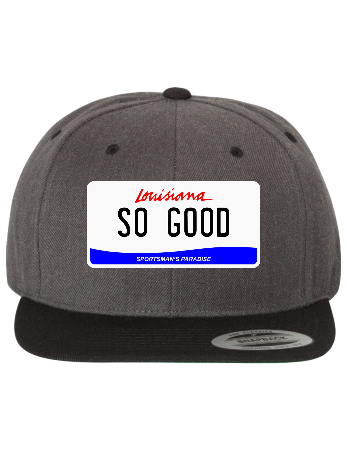 So Good Louisiana Premium License Plate Trucker Hats