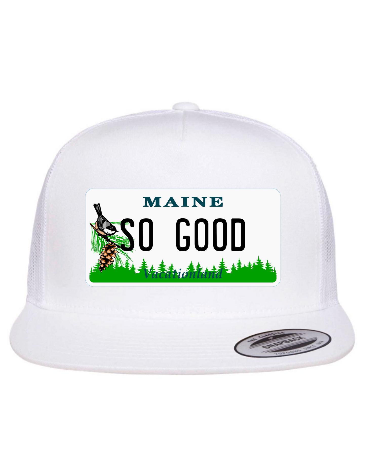 So Good Maine License Plate Trucker Hats
