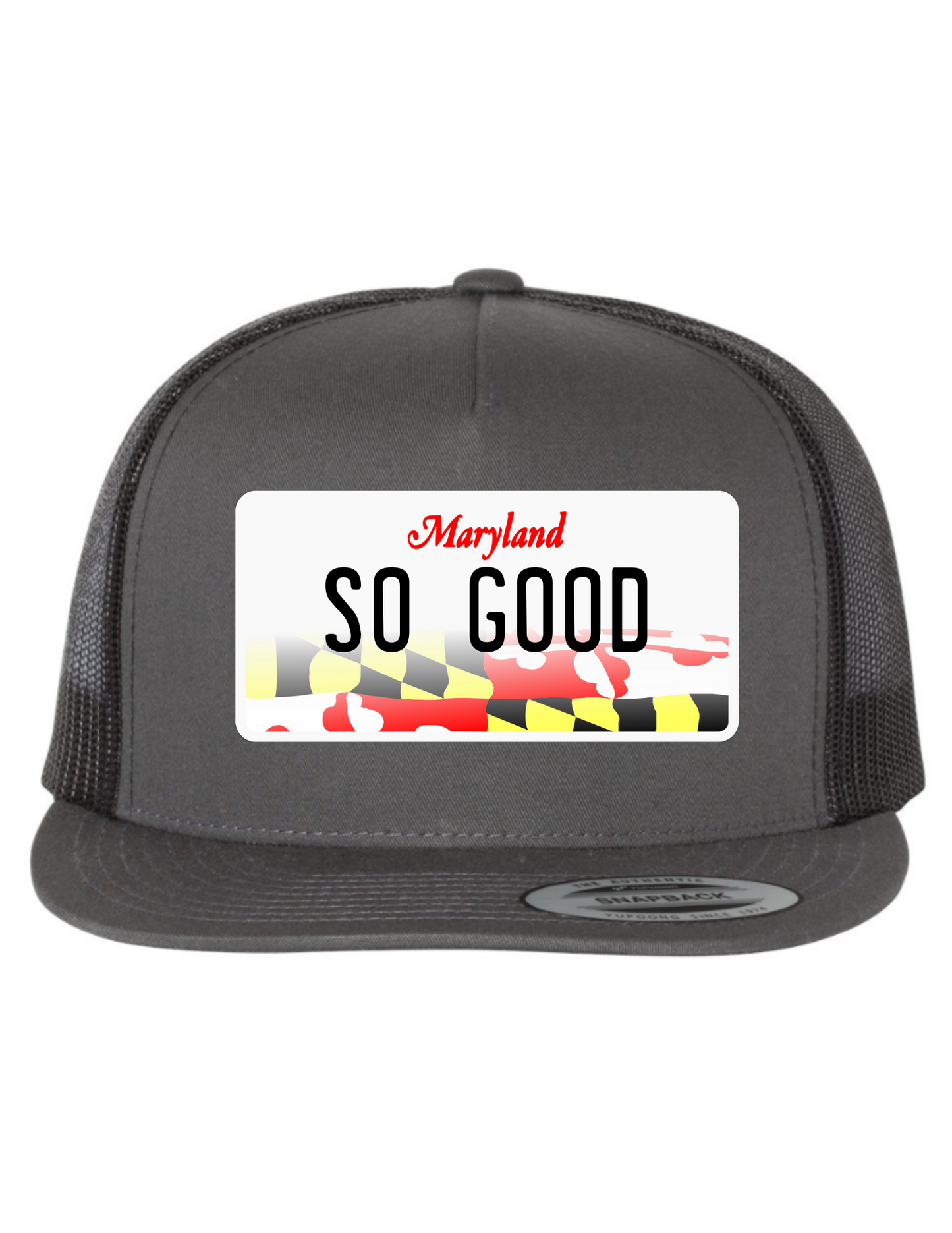 So Good Maryland License Plate Trucker Hats