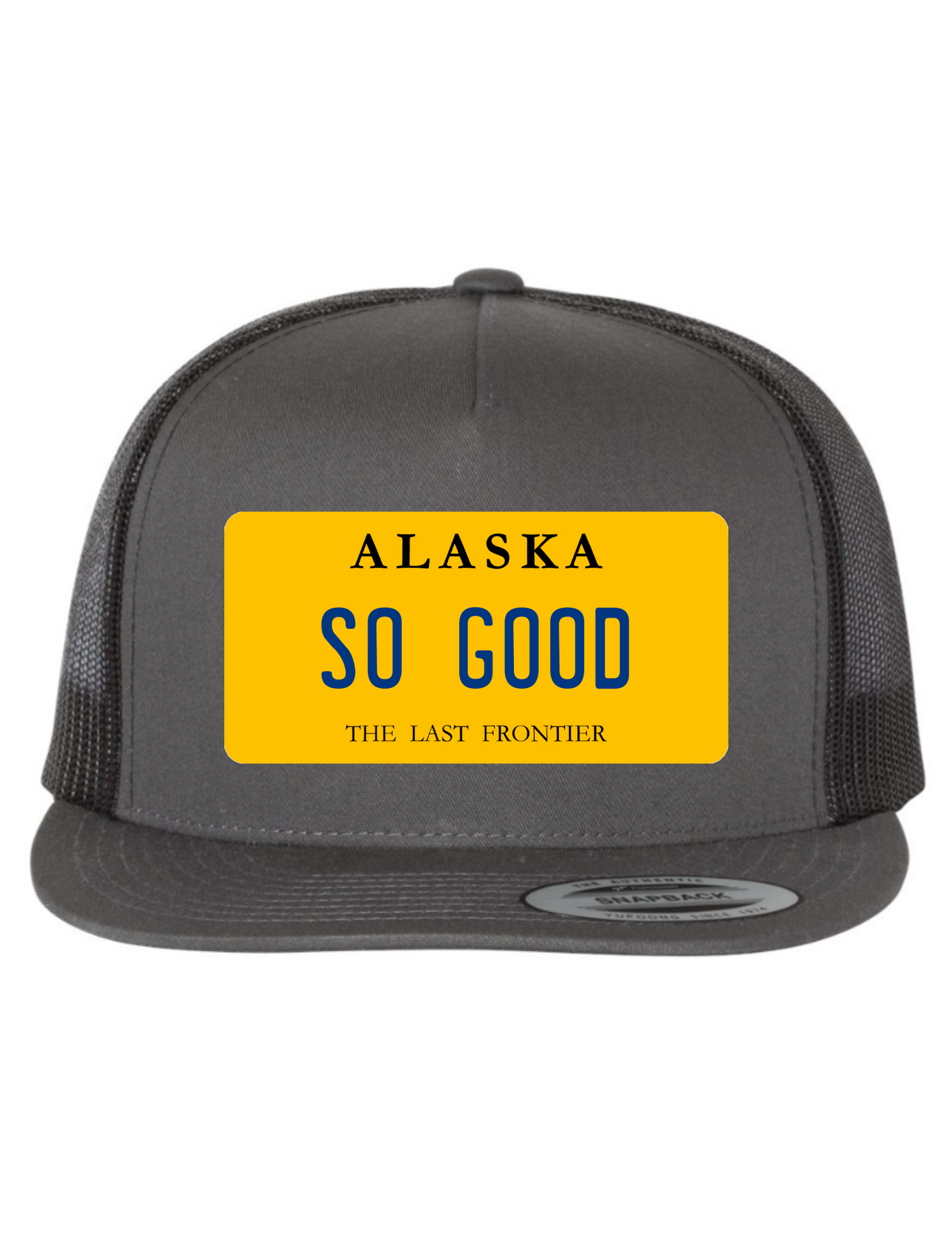 So Good Alaska License Plate Trucker Hats