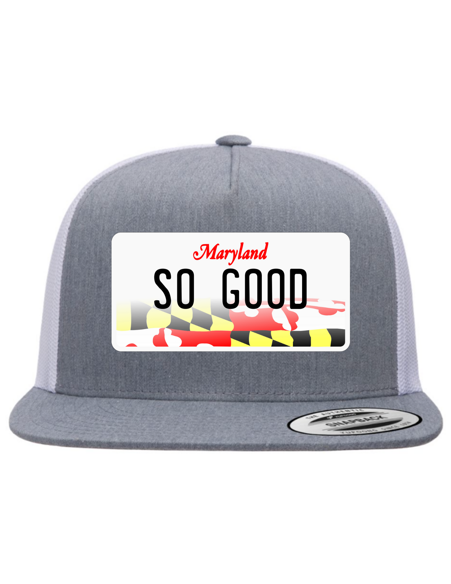 So Good Maryland License Plate Trucker Hats
