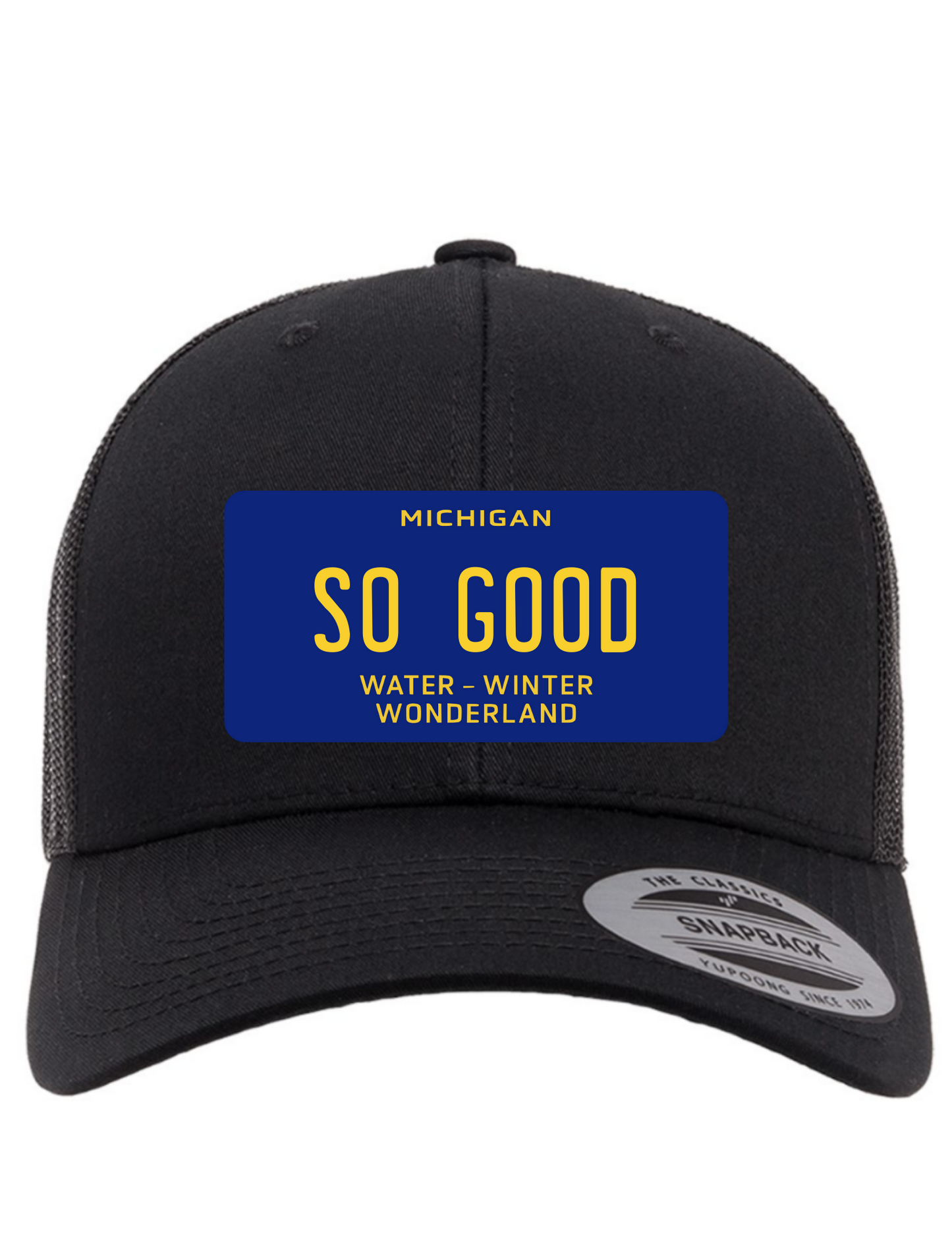 So Good Michigan License Plate Trucker Hats