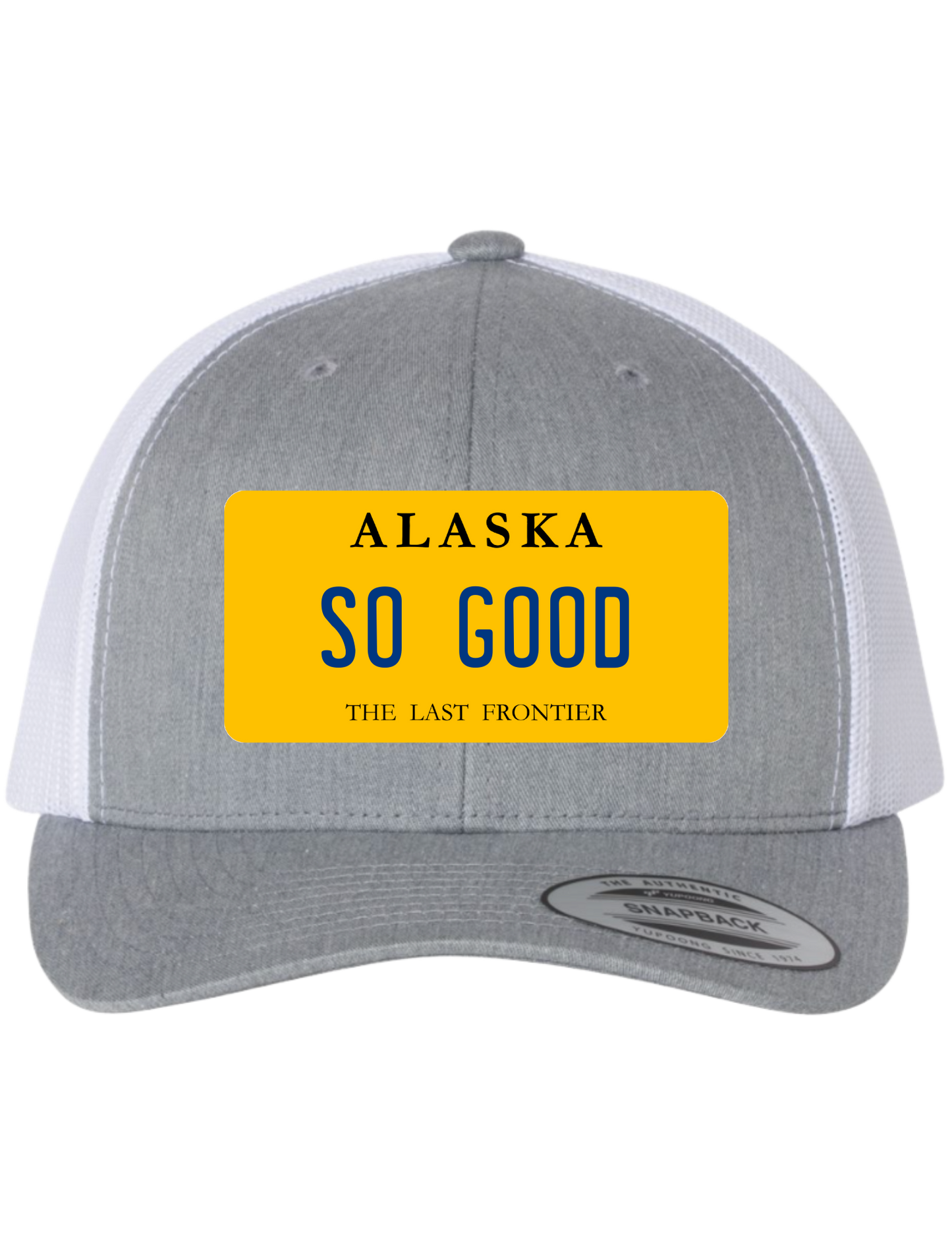 So Good Alaska License Plate Trucker Hats