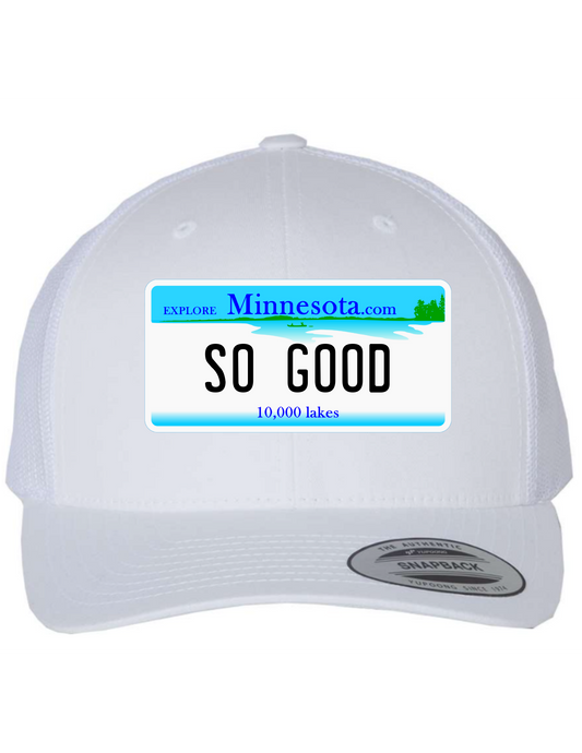 So Good Minnesota License Plate Trucker Hats
