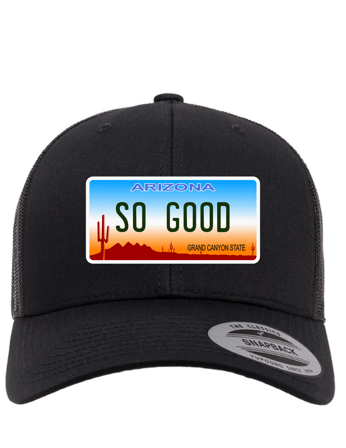 So Good Arizona License Plate Trucker Hats